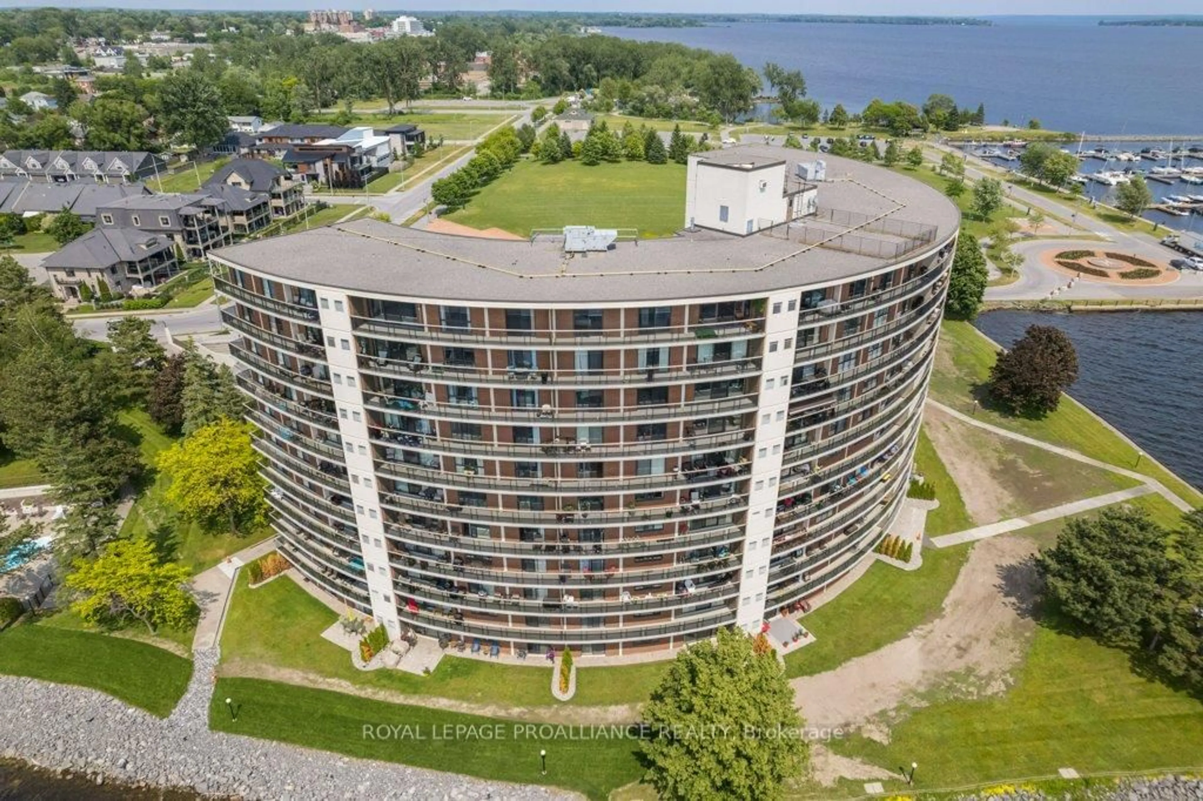 A pic from outside/outdoor area/front of a property/back of a property/a pic from drone, water/lake/river/ocean view for 2 South Front St #402, Belleville Ontario K8N 5K7