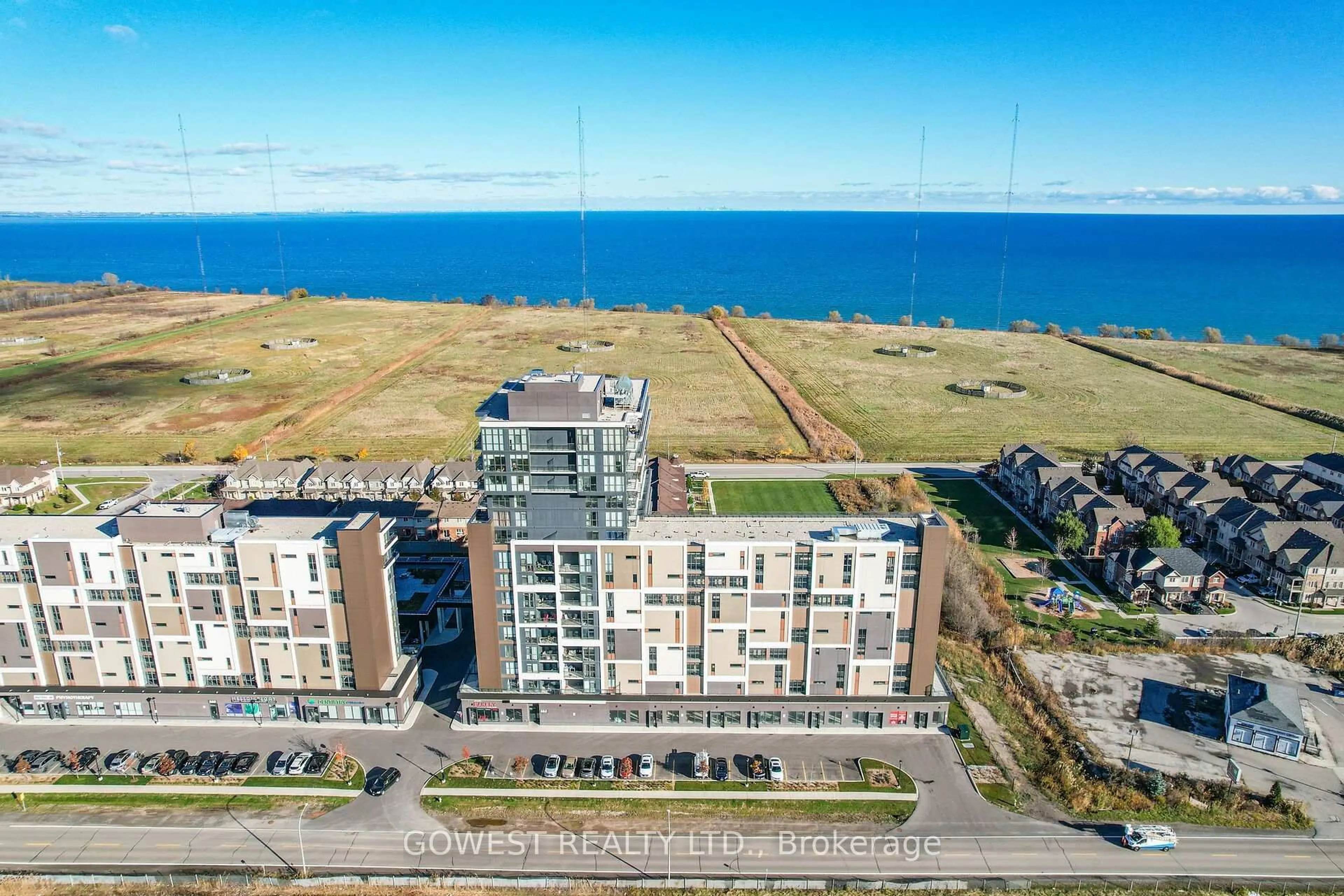 A pic from outside/outdoor area/front of a property/back of a property/a pic from drone, water/lake/river/ocean view for 550 North Service Rd #705, Grimsby Ontario L3M 0H9