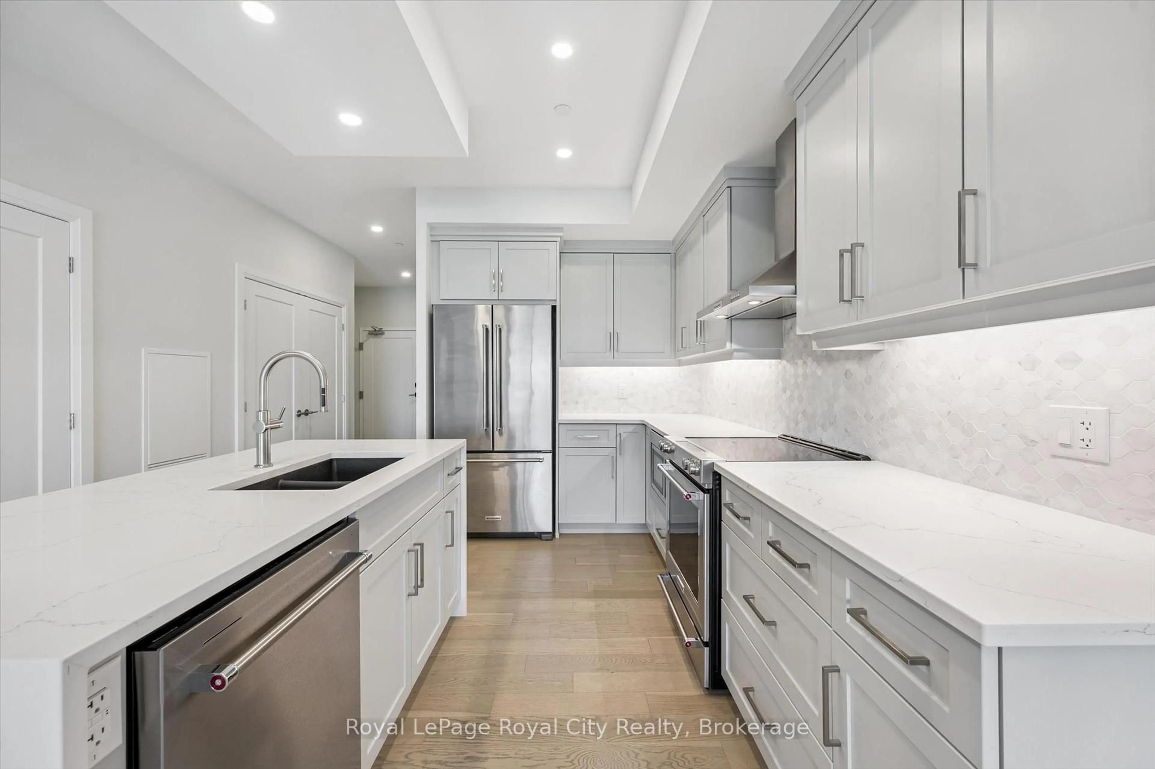Contemporary kitchen, ceramic/tile floor for 71 Wyndham St #1007, Guelph Ontario N1E 0T7