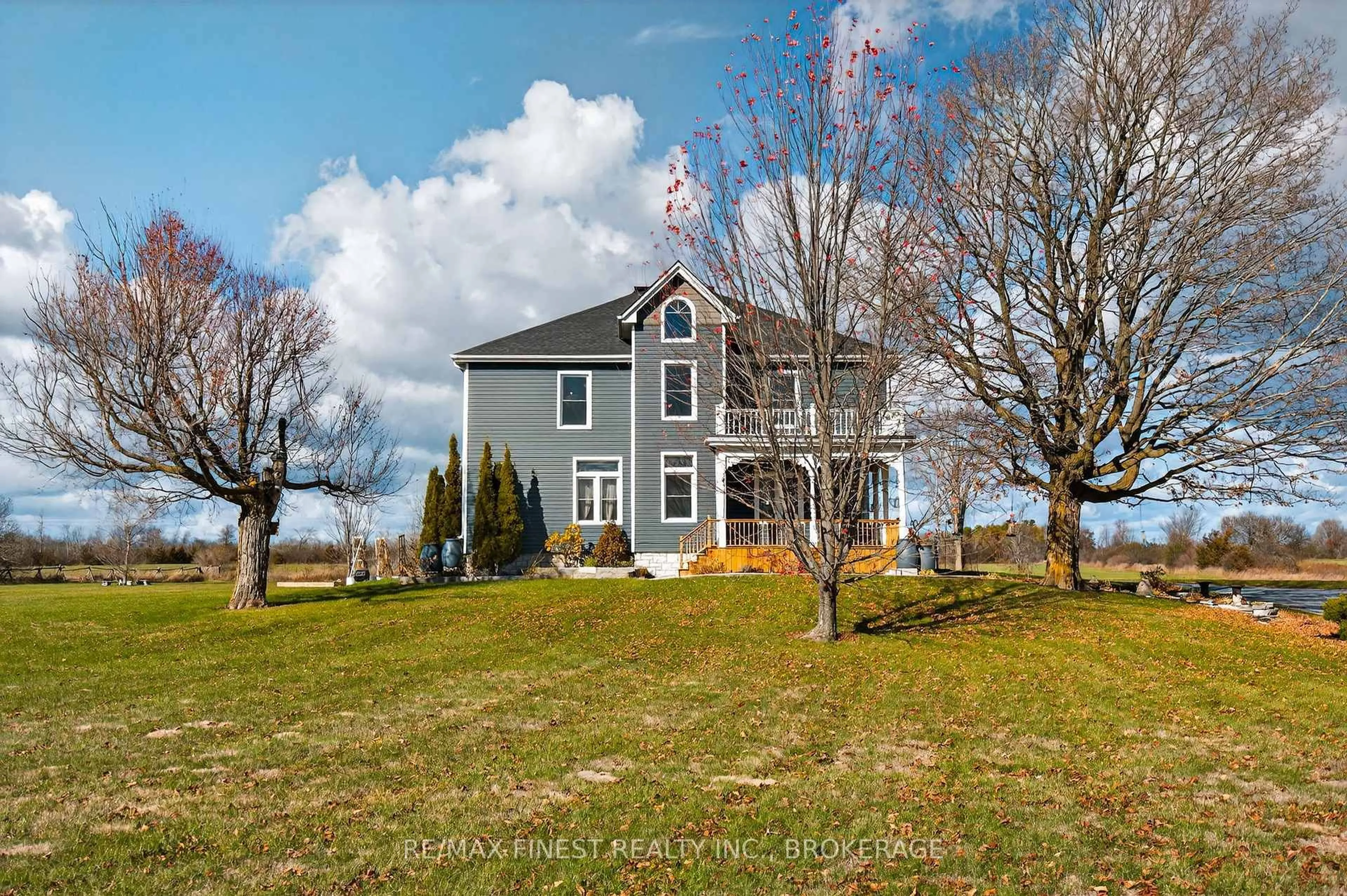 A pic from outside/outdoor area/front of a property/back of a property/a pic from drone, water/lake/river/ocean view for 525 Scotland Rd, Bissett Creek Ontario K0H 2H0