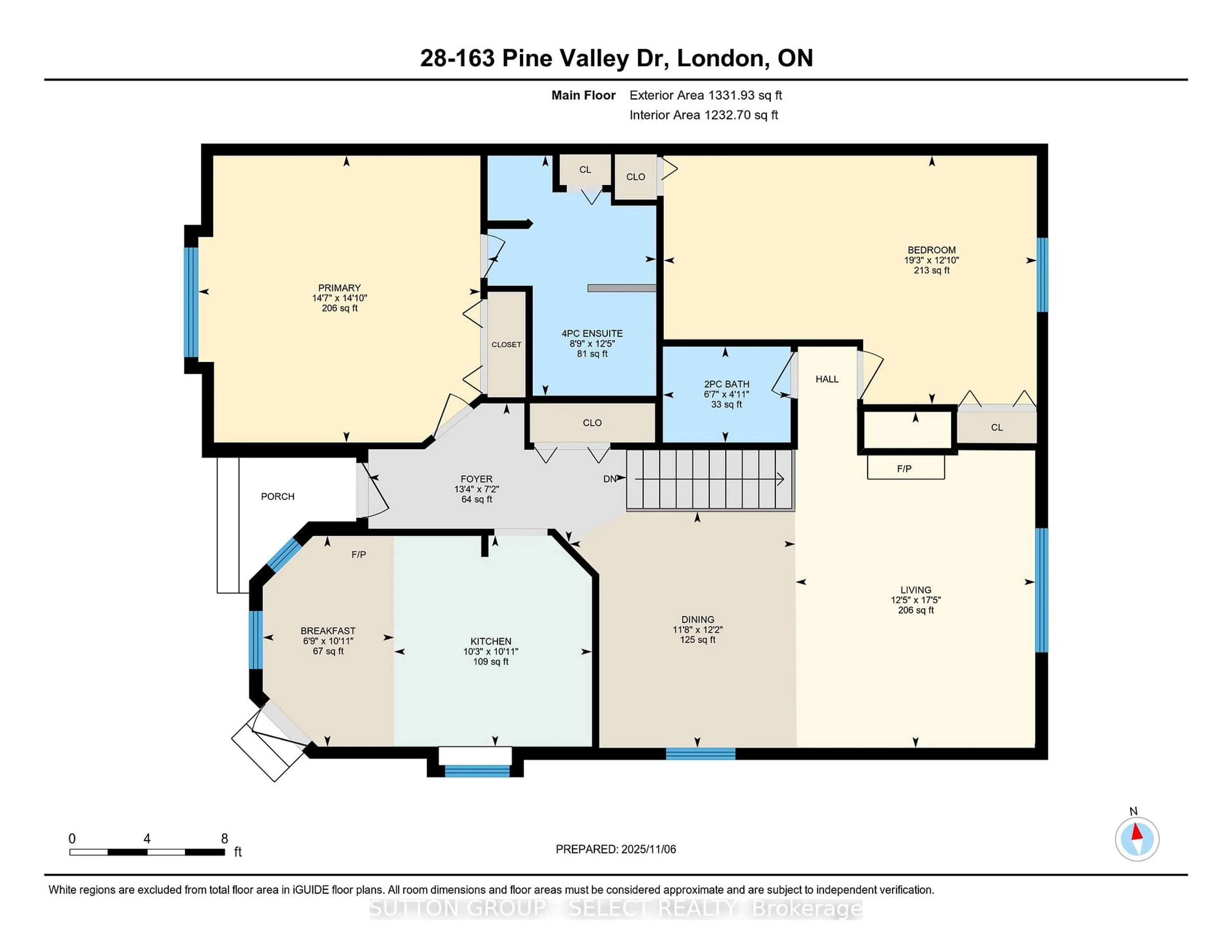Floor plan for 163 Pine Valley Dr #28, London South Ontario N6J 4R4