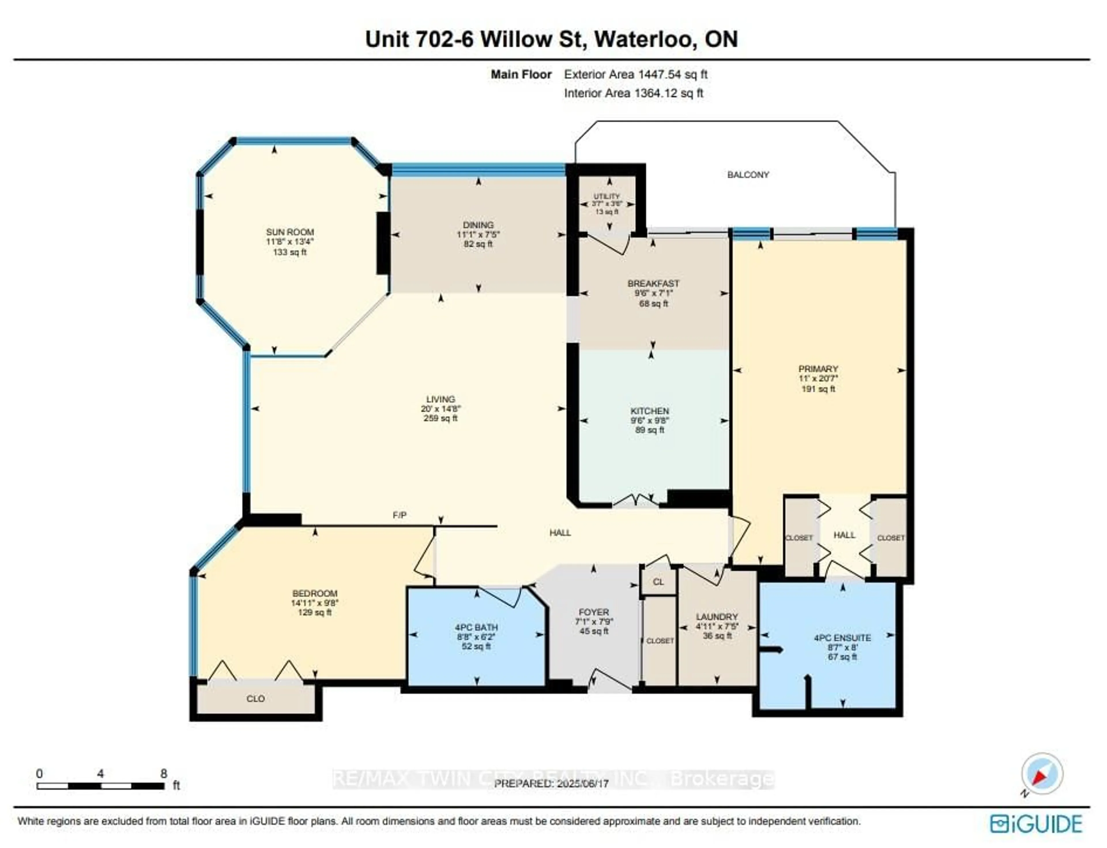 Floor plan for 6 WILLOW St #702, Waterloo Ontario N2J 4S3