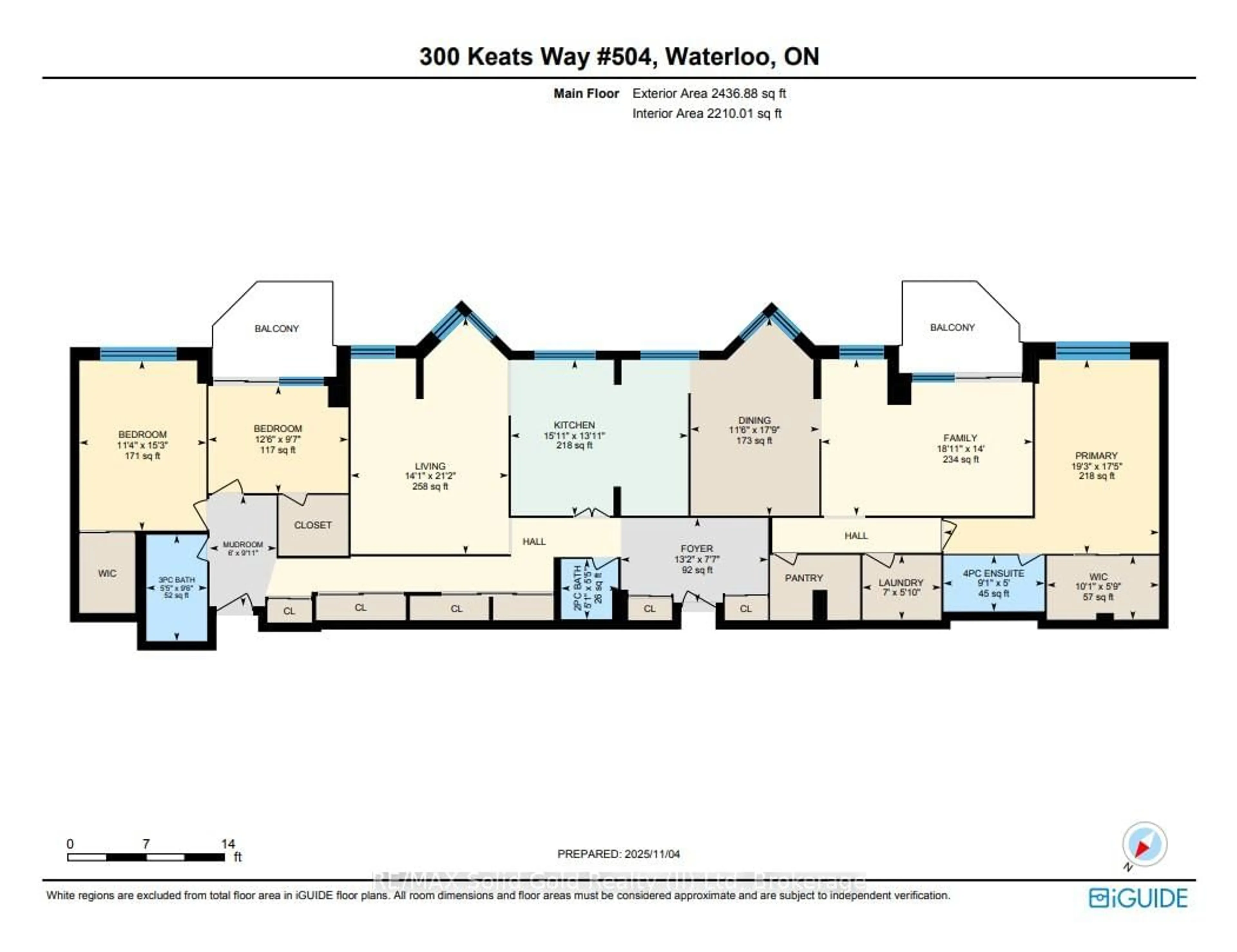 Floor plan for 300 Keats Way #504, Waterloo Ontario N2L 6E6