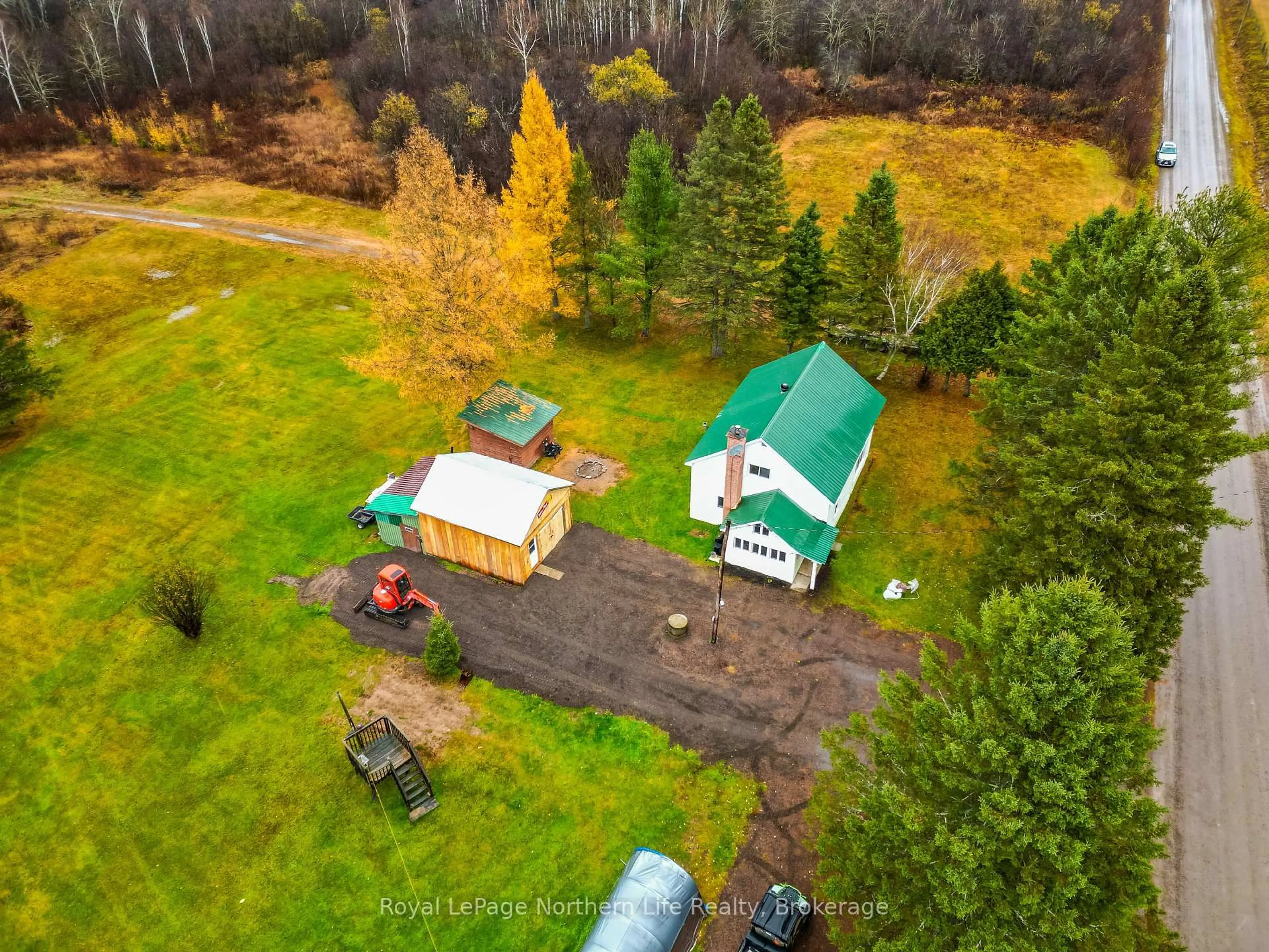 A pic from outside/outdoor area/front of a property/back of a property/a pic from drone, forest/trees view for 264 Moreau Rd, Calvin Ontario P0H 2E0