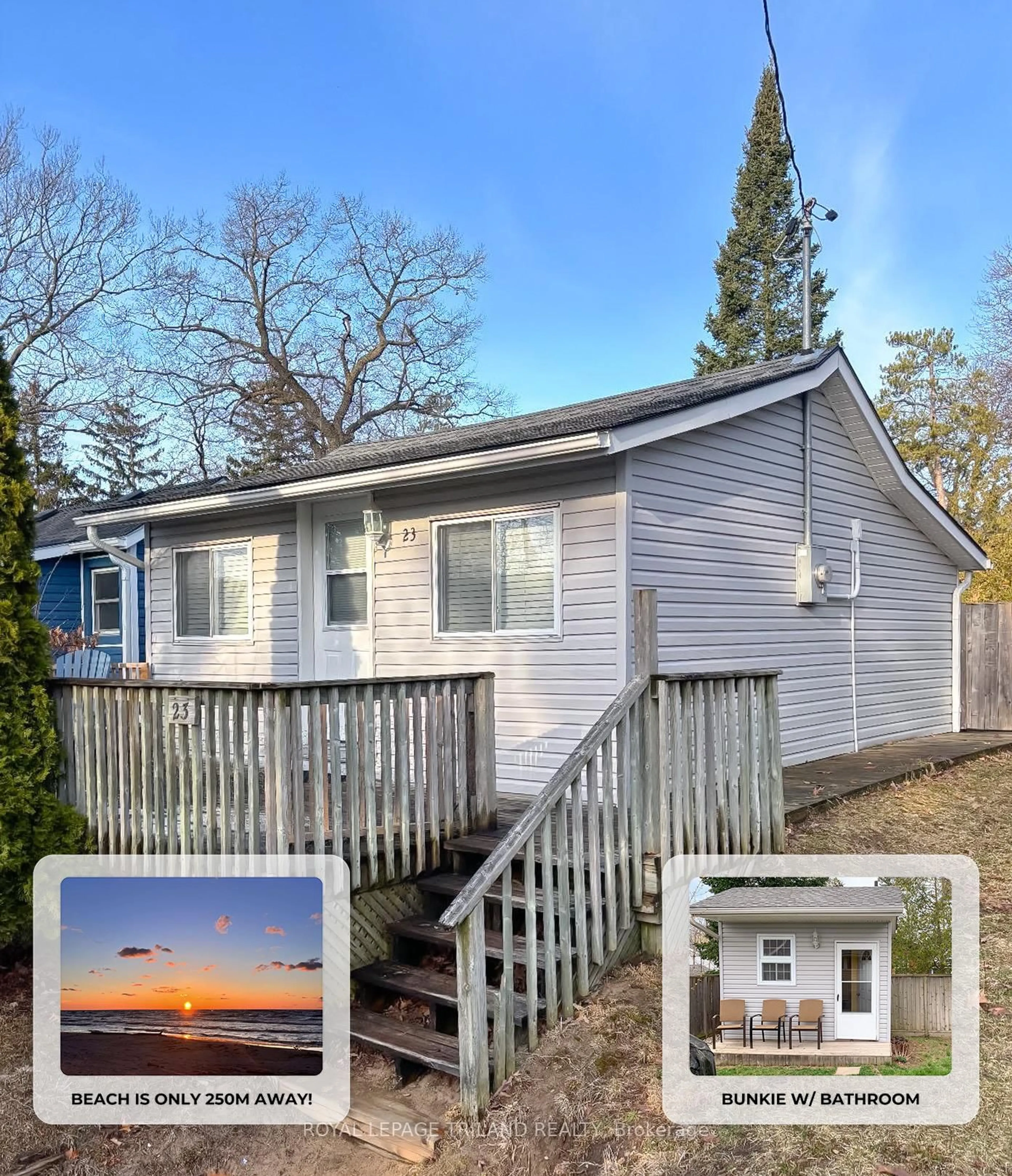 A pic from outside/outdoor area/front of a property/back of a property/a pic from drone, water/lake/river/ocean view for 23 Queens Ave, Lambton Shores Ontario N0M 1T0