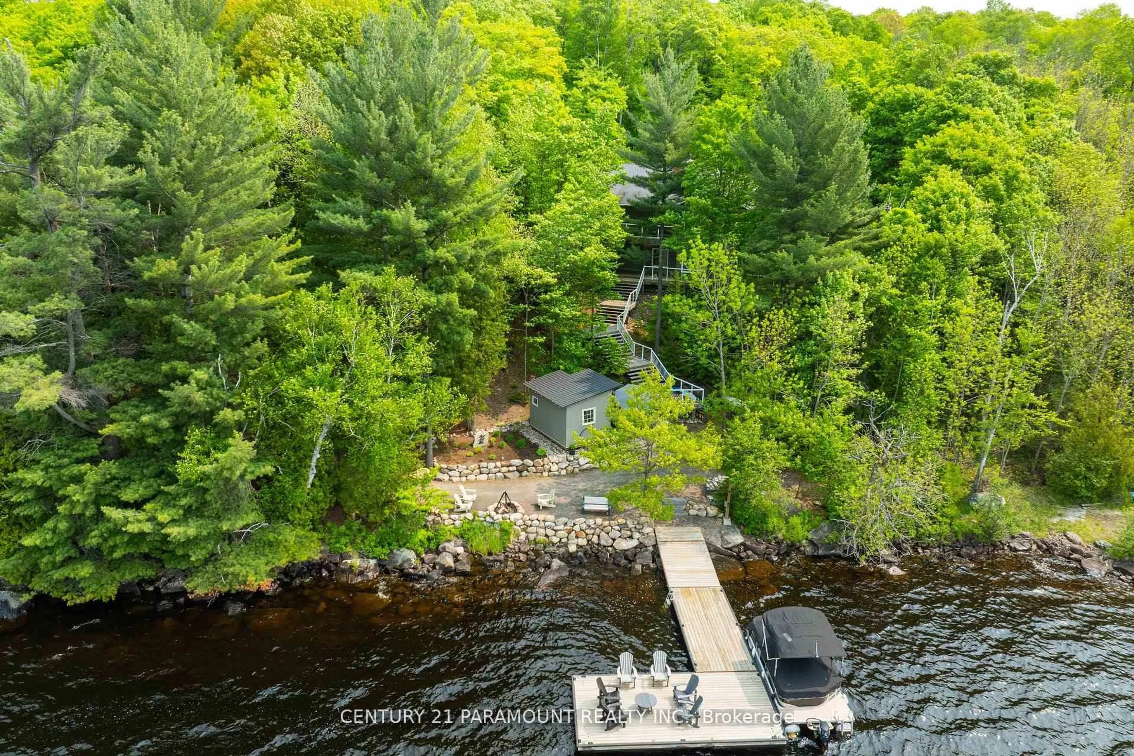 A pic from outside/outdoor area/front of a property/back of a property/a pic from drone, water/lake/river/ocean view for 276 Jeffrey Rd, Ryerson Ontario P0A 1C0