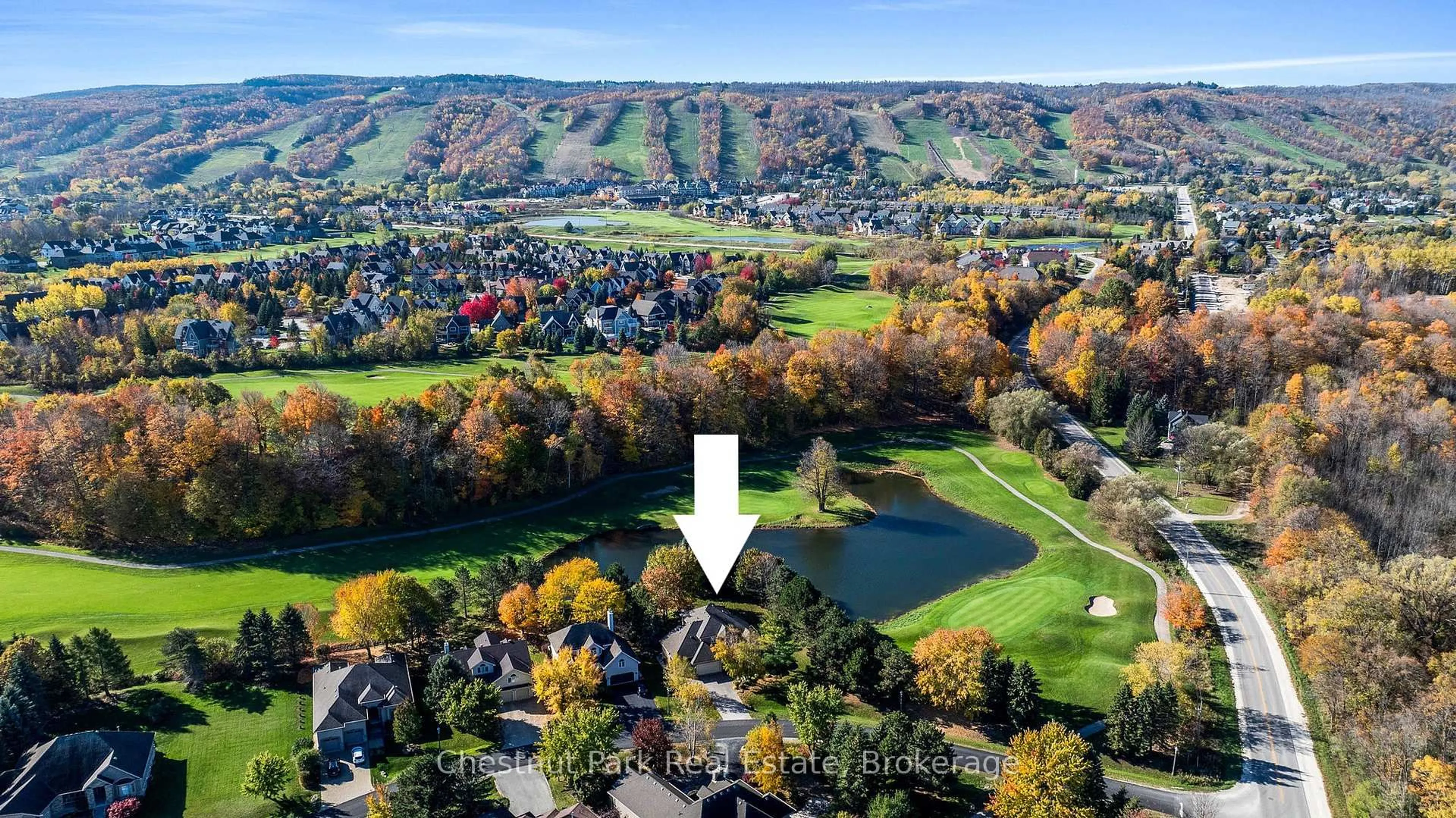 A pic from outside/outdoor area/front of a property/back of a property/a pic from drone, water/lake/river/ocean view for 108 Grand Cypress Lane, Blue Mountains Ontario L9Y 0K6