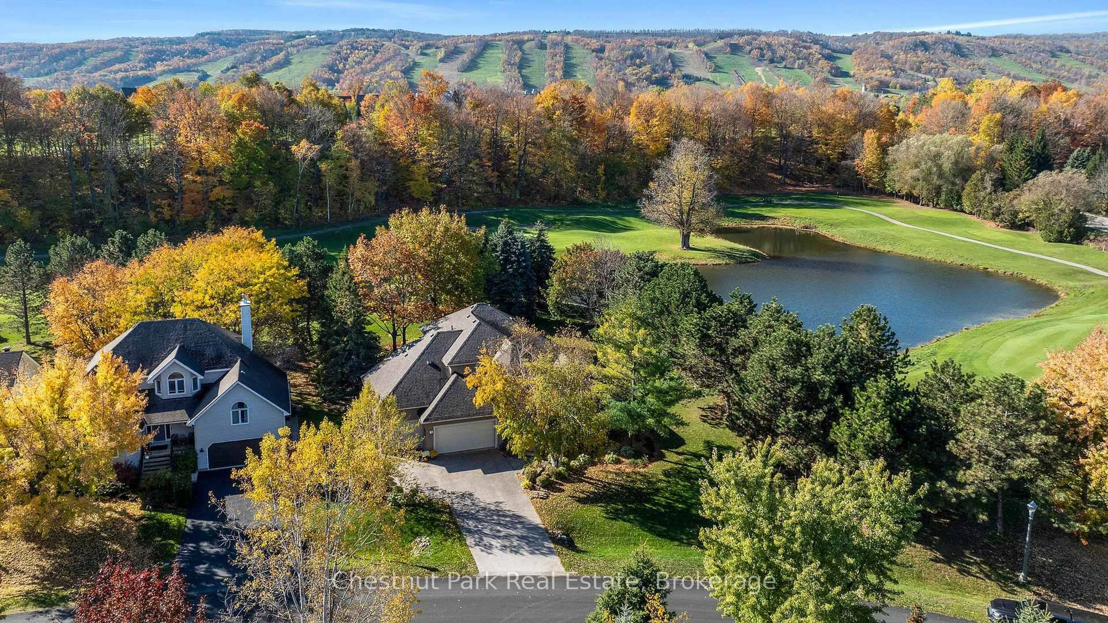 A pic from outside/outdoor area/front of a property/back of a property/a pic from drone, water/lake/river/ocean view for 108 Grand Cypress Lane, Blue Mountains Ontario L9Y 0K6