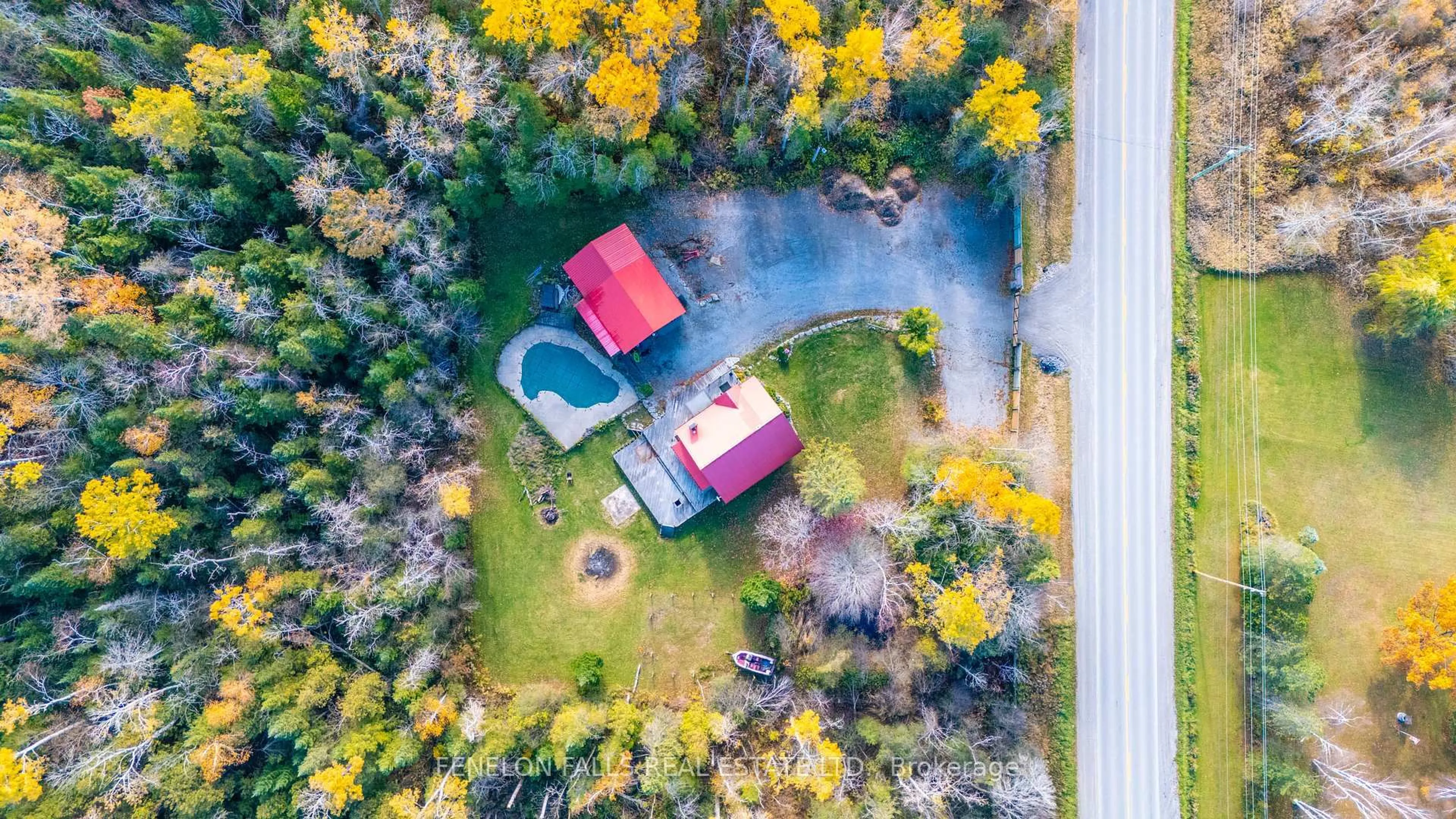 A pic from outside/outdoor area/front of a property/back of a property/a pic from drone, street for 348 Ogemah Rd, Kawartha Lakes Ontario K0M 2G0
