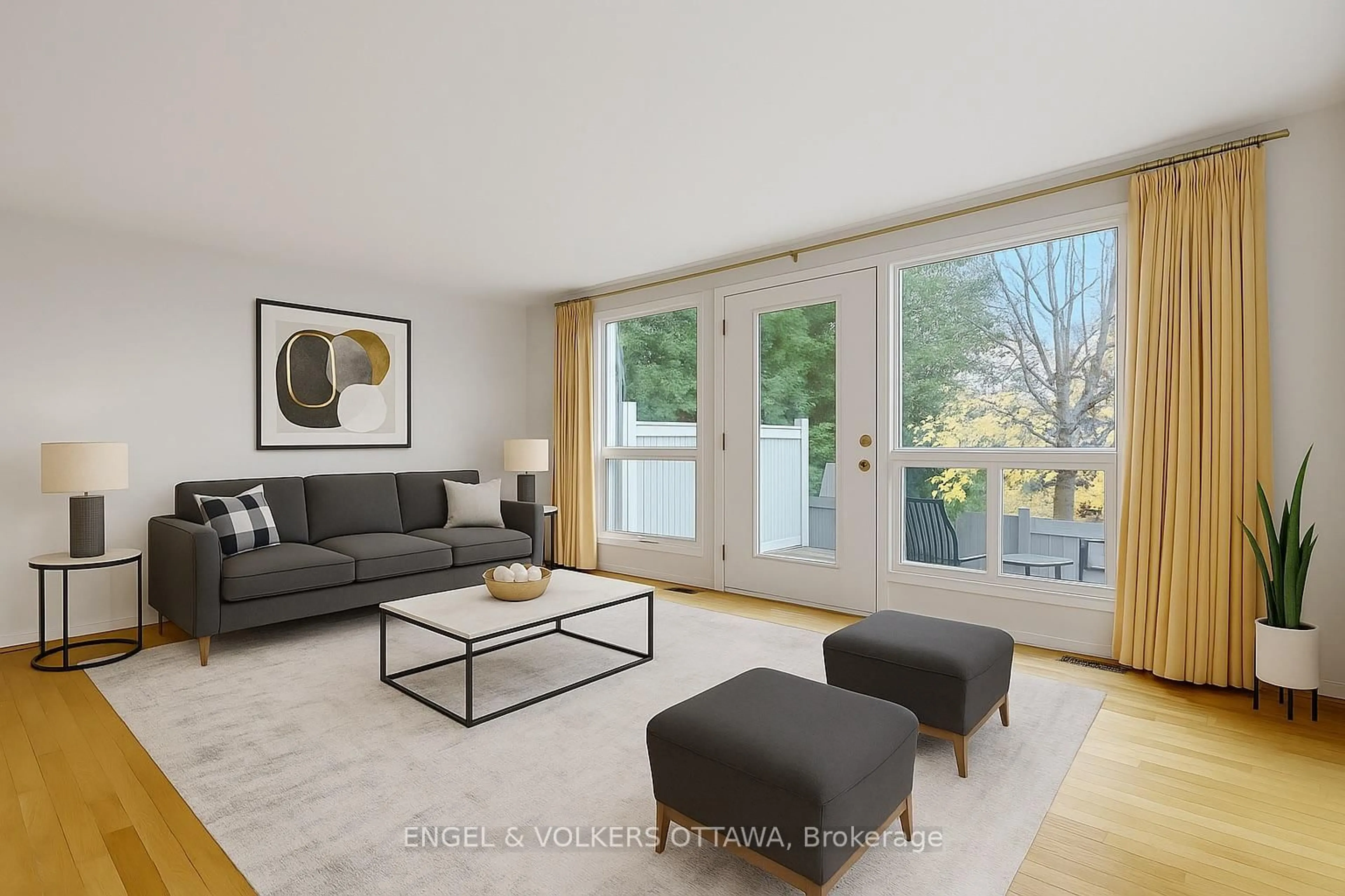 Living room with furniture, wood/laminate floor for 1947 Stonehenge Cres #68, Ottawa Ontario K1B 4N7