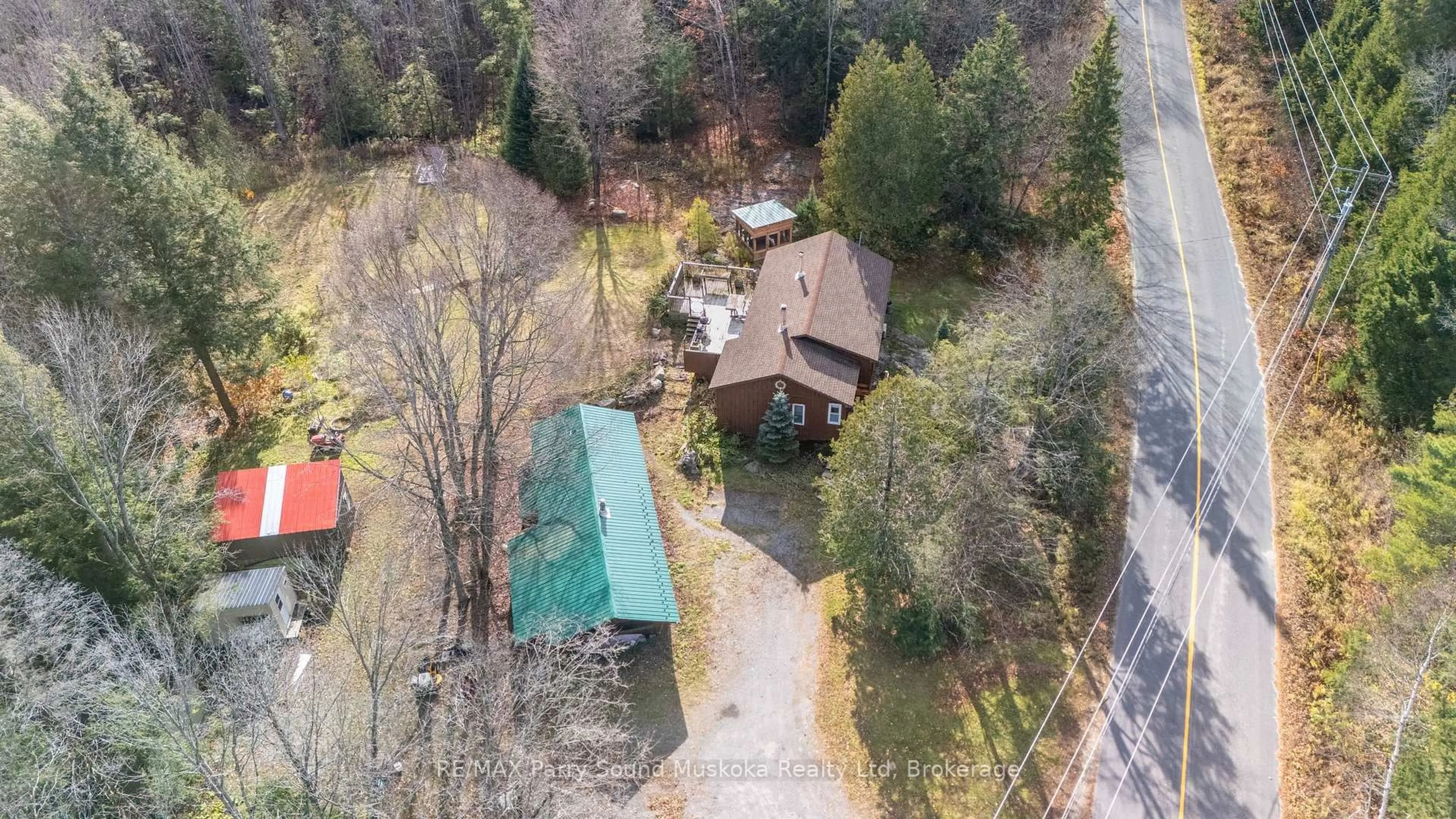A pic from outside/outdoor area/front of a property/back of a property/a pic from drone, forest/trees view for 66 Clear Lake Rd, Seguin Ontario P0C 1H0