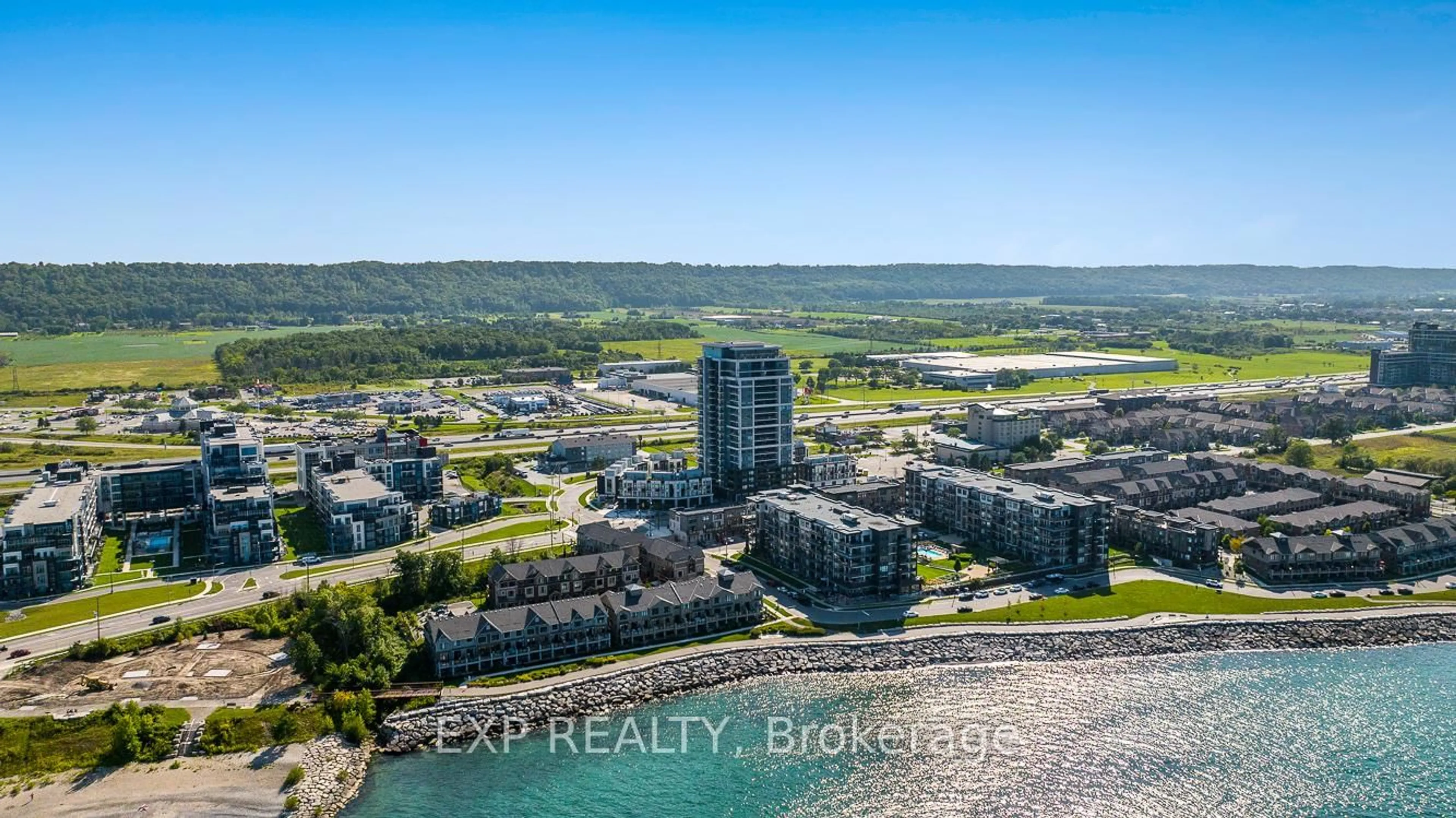 A pic from outside/outdoor area/front of a property/back of a property/a pic from drone, water/lake/river/ocean view for 385 Winston Rd #1802, Grimsby Ontario L3M 4E8