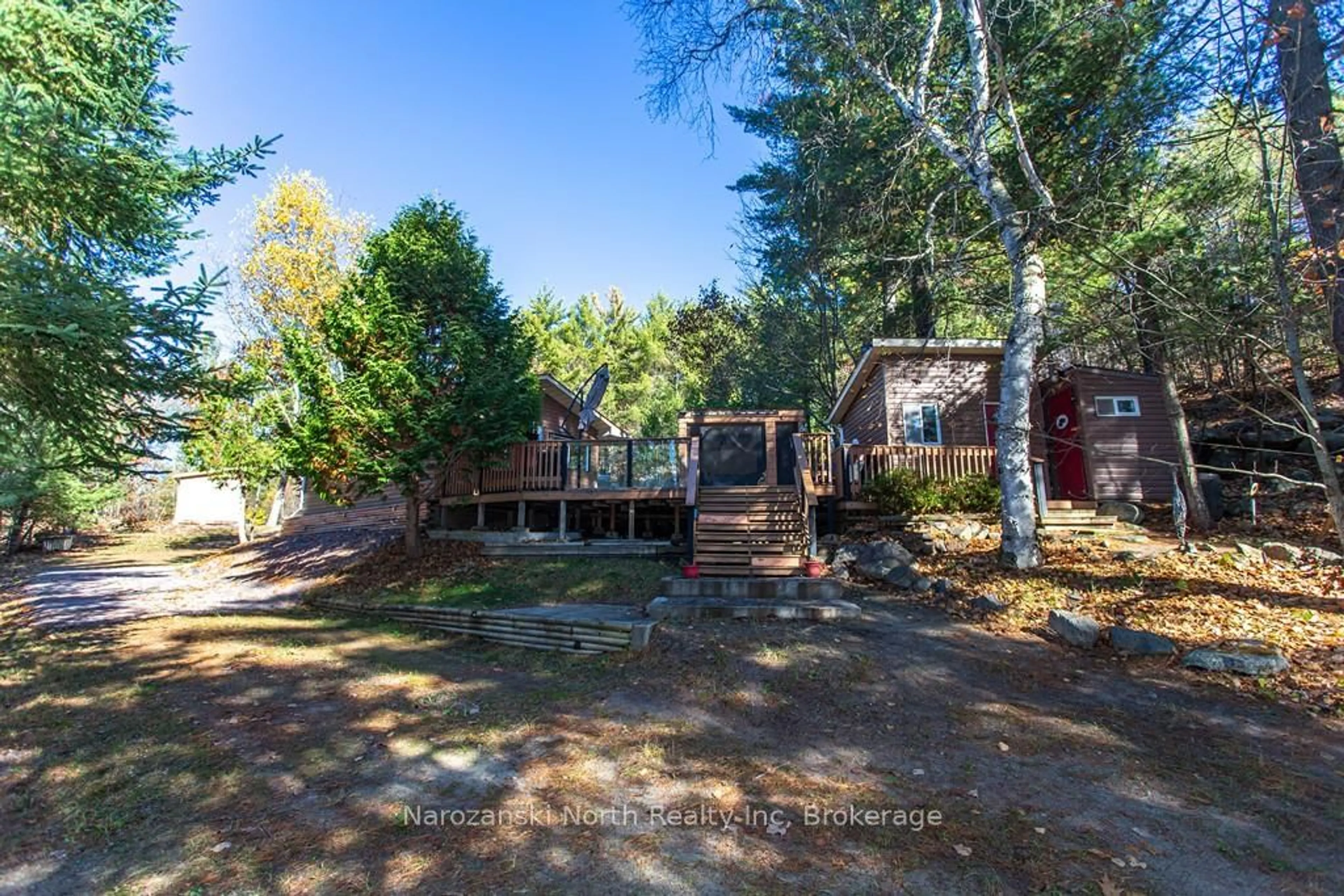 A pic from outside/outdoor area/front of a property/back of a property/a pic from drone, forest/trees view for 236 Bouchard Rd, French River Ontario P0M 1A0