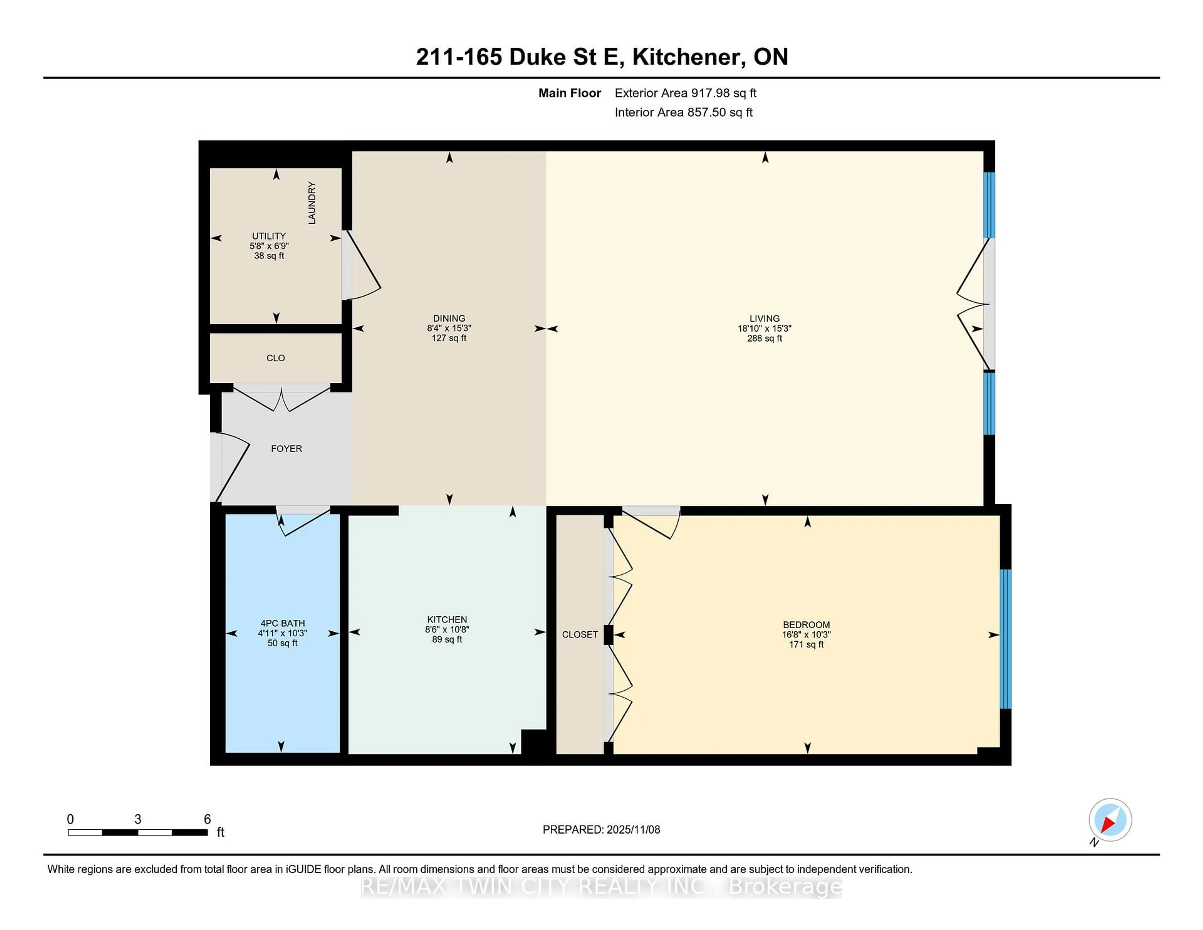 Floor plan for 165 Duke St #211, Kitchener Ontario N2H 6T8