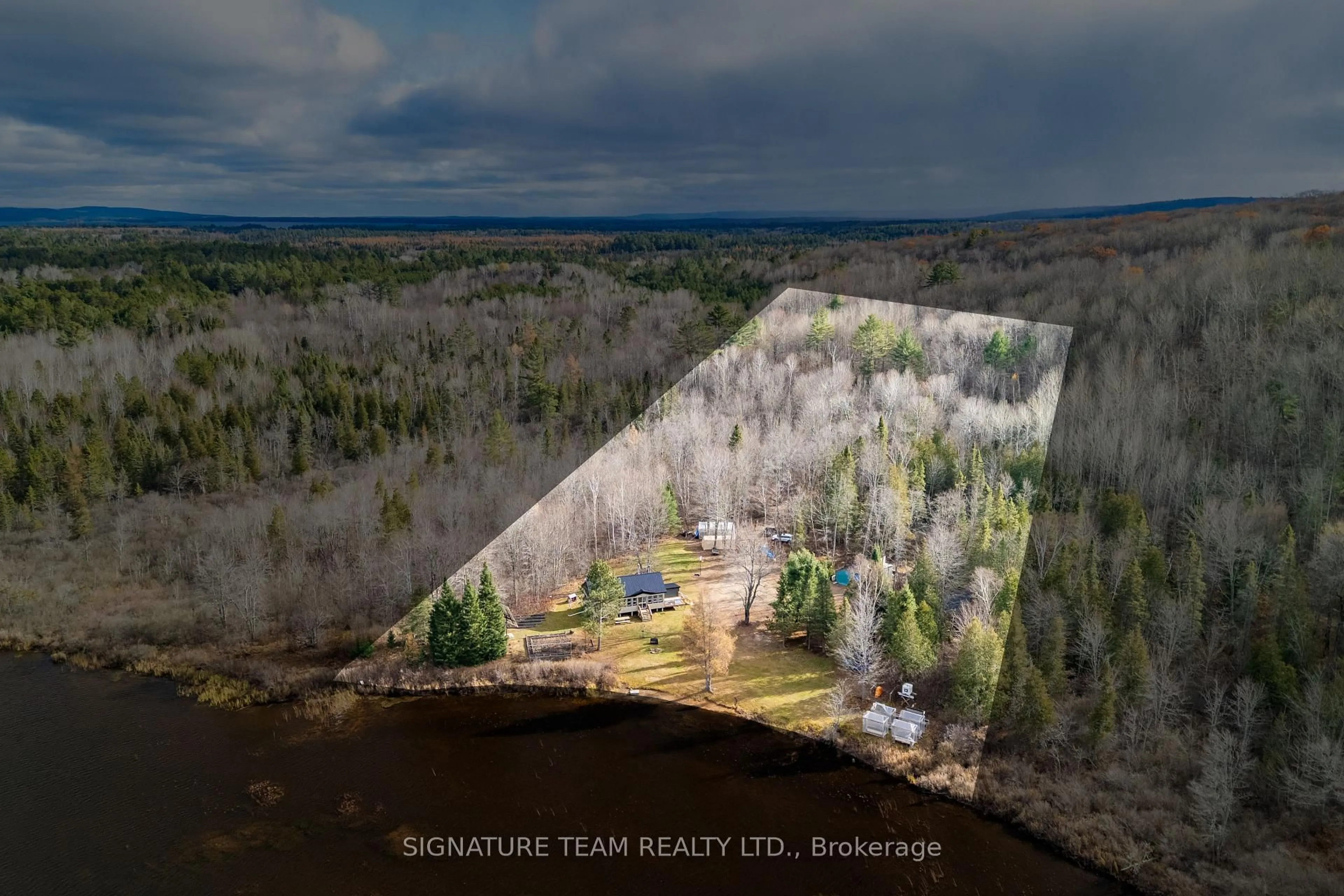 A pic from outside/outdoor area/front of a property/back of a property/a pic from drone, forest/trees view for 276 Mockingbird Rd, Killaloe Ontario K0J 2A0