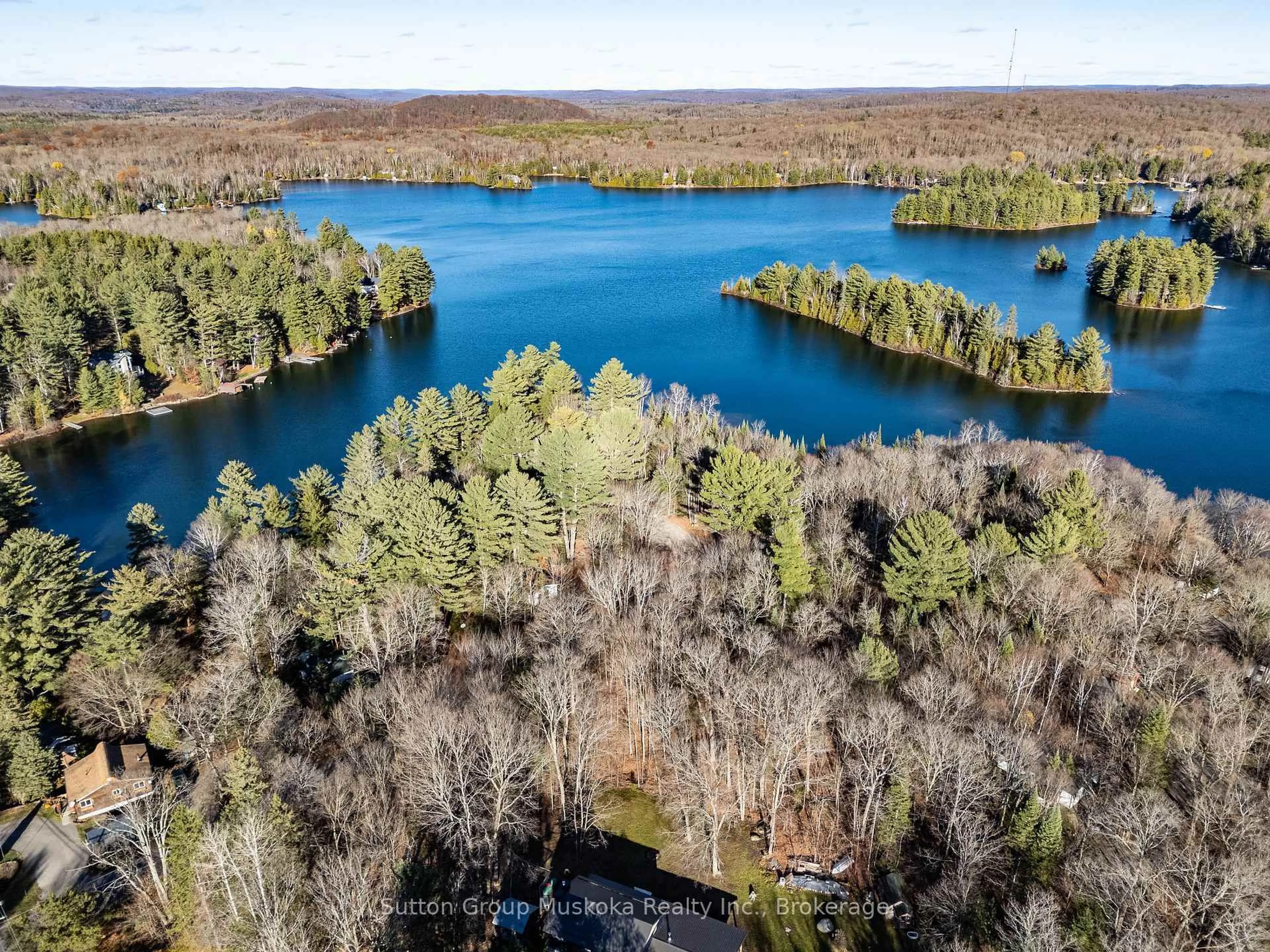 A pic from outside/outdoor area/front of a property/back of a property/a pic from drone, water/lake/river/ocean view for 1060 Hwy 592 Highway, Perry Ontario P0A 1J0