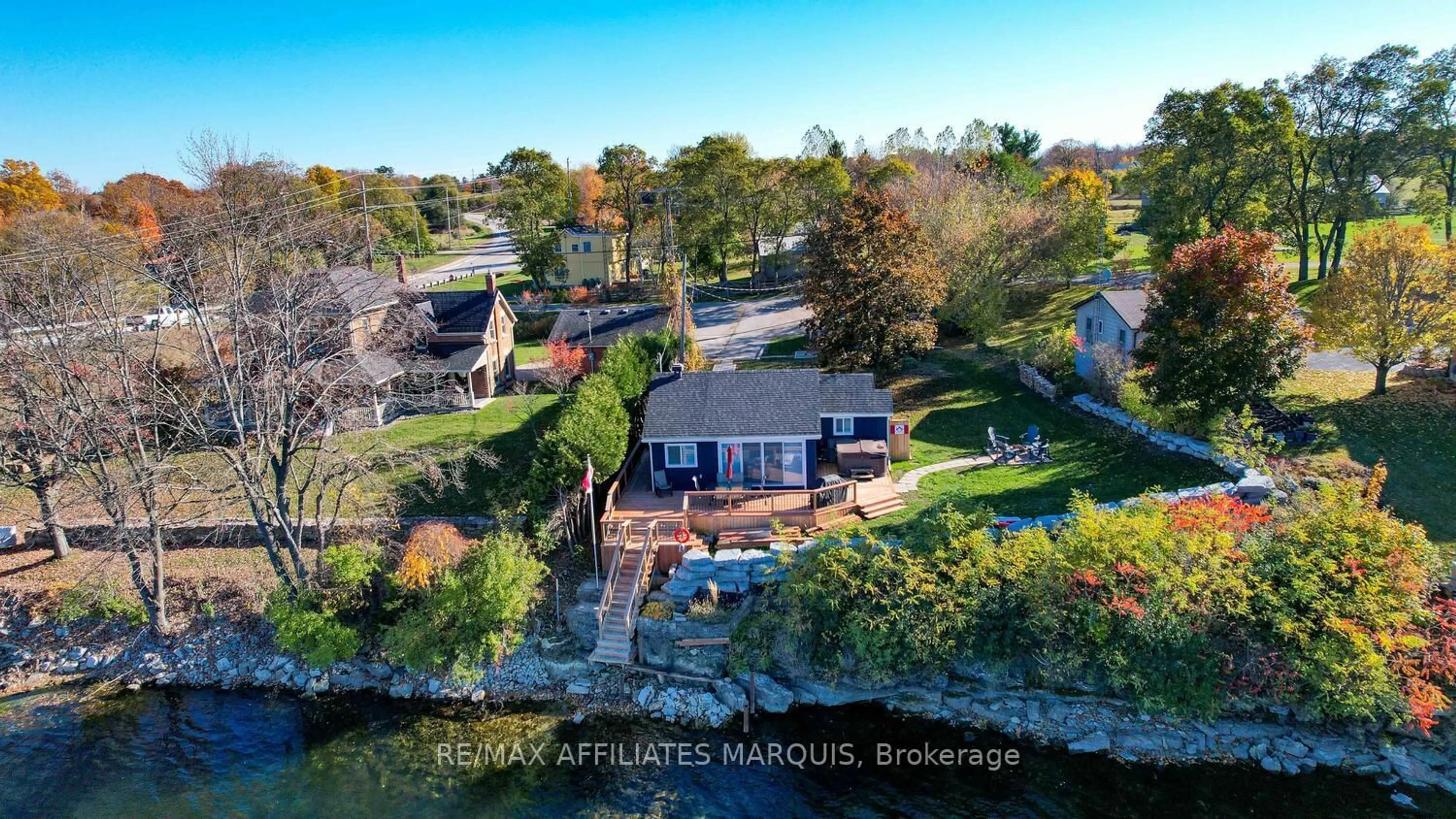 A pic from outside/outdoor area/front of a property/back of a property/a pic from drone, water/lake/river/ocean view for 4 R8 Rd, Rideau Lakes Ontario K0G 1L0