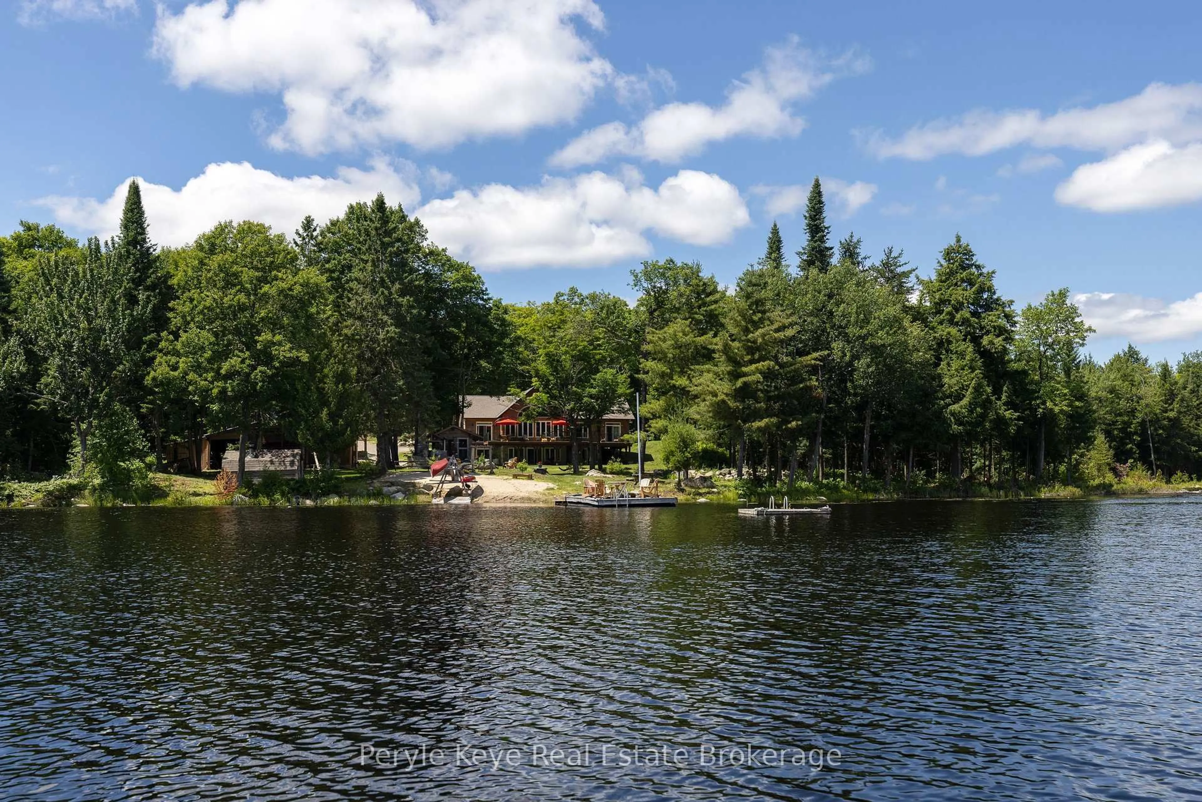 A pic from outside/outdoor area/front of a property/back of a property/a pic from drone, water/lake/river/ocean view for 3191 HWY 518 Highway, Kearney Ontario P0A 1M0