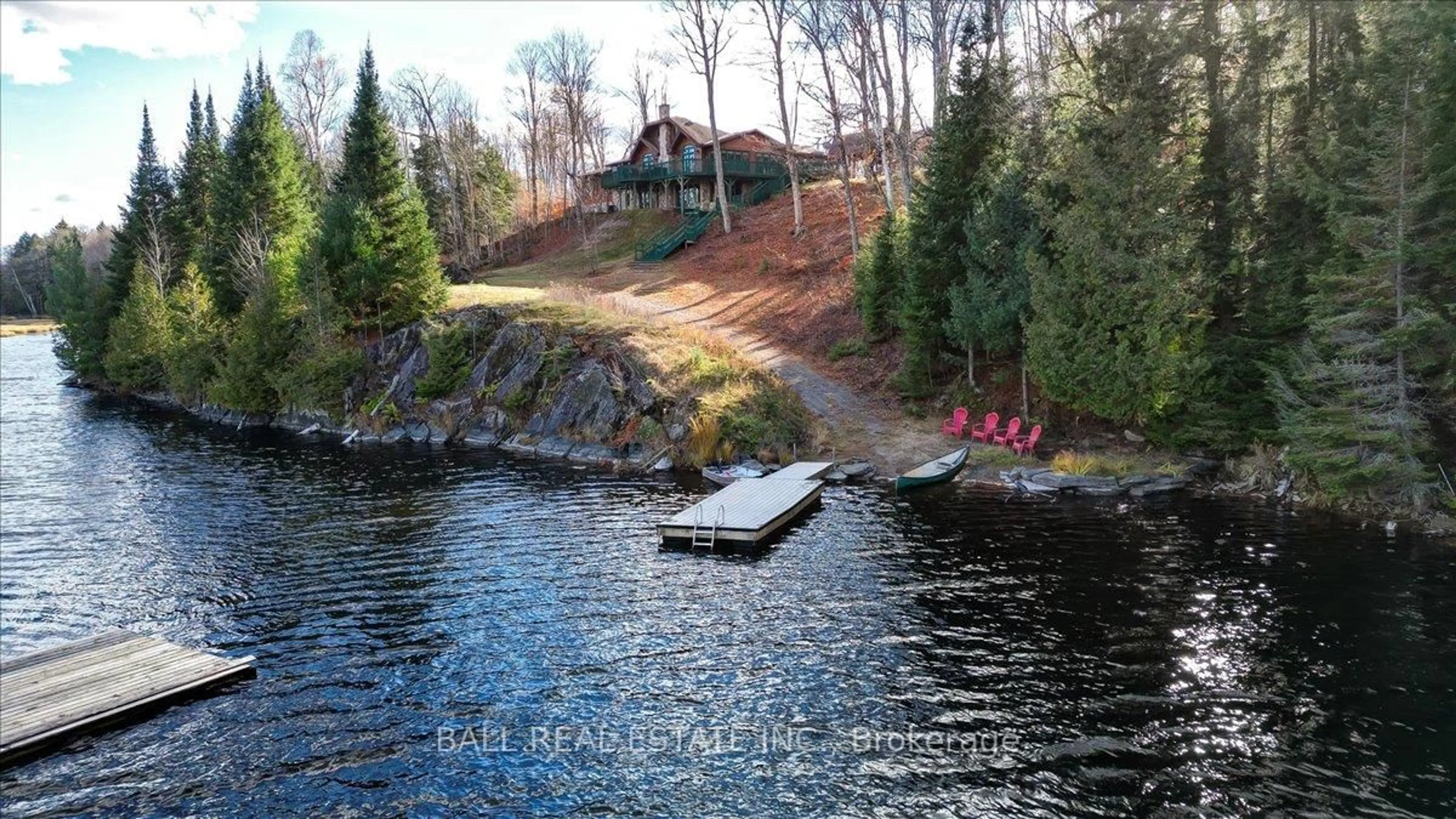 A pic from outside/outdoor area/front of a property/back of a property/a pic from drone, water/lake/river/ocean view for 78 Cleland Crt, Coe Hill Ontario K0L 1P0