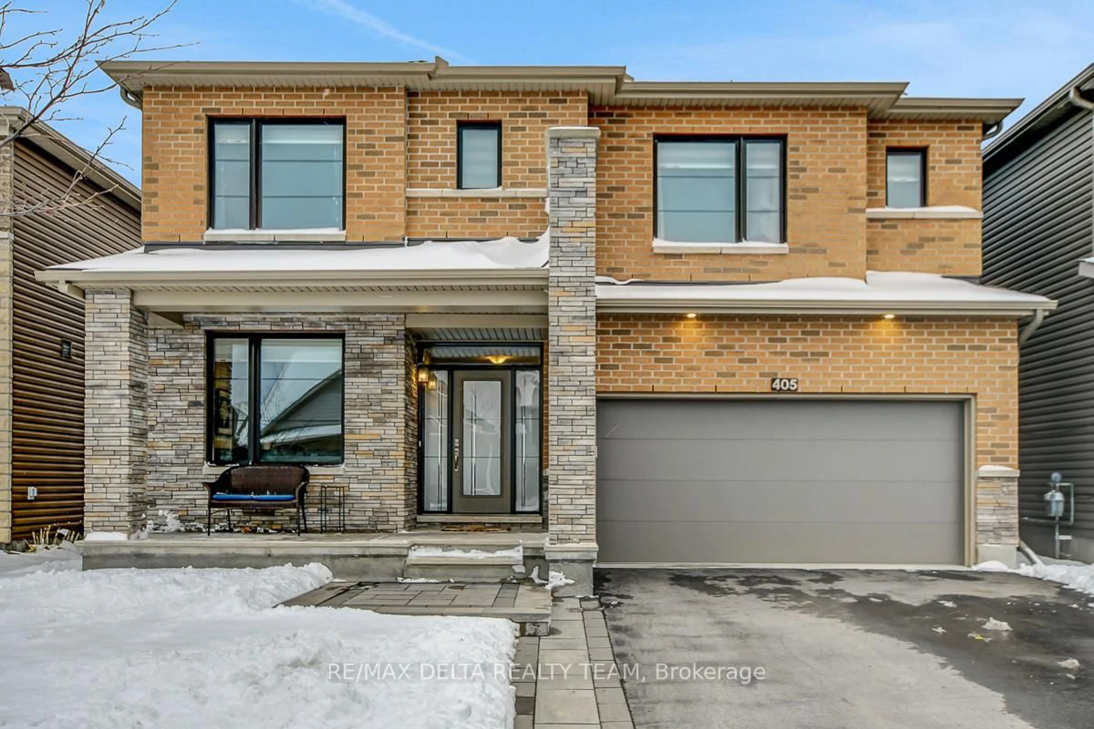 Home with brick exterior material, street for 405 Hepatica Way, Ottawa Ontario K4A 1G3
