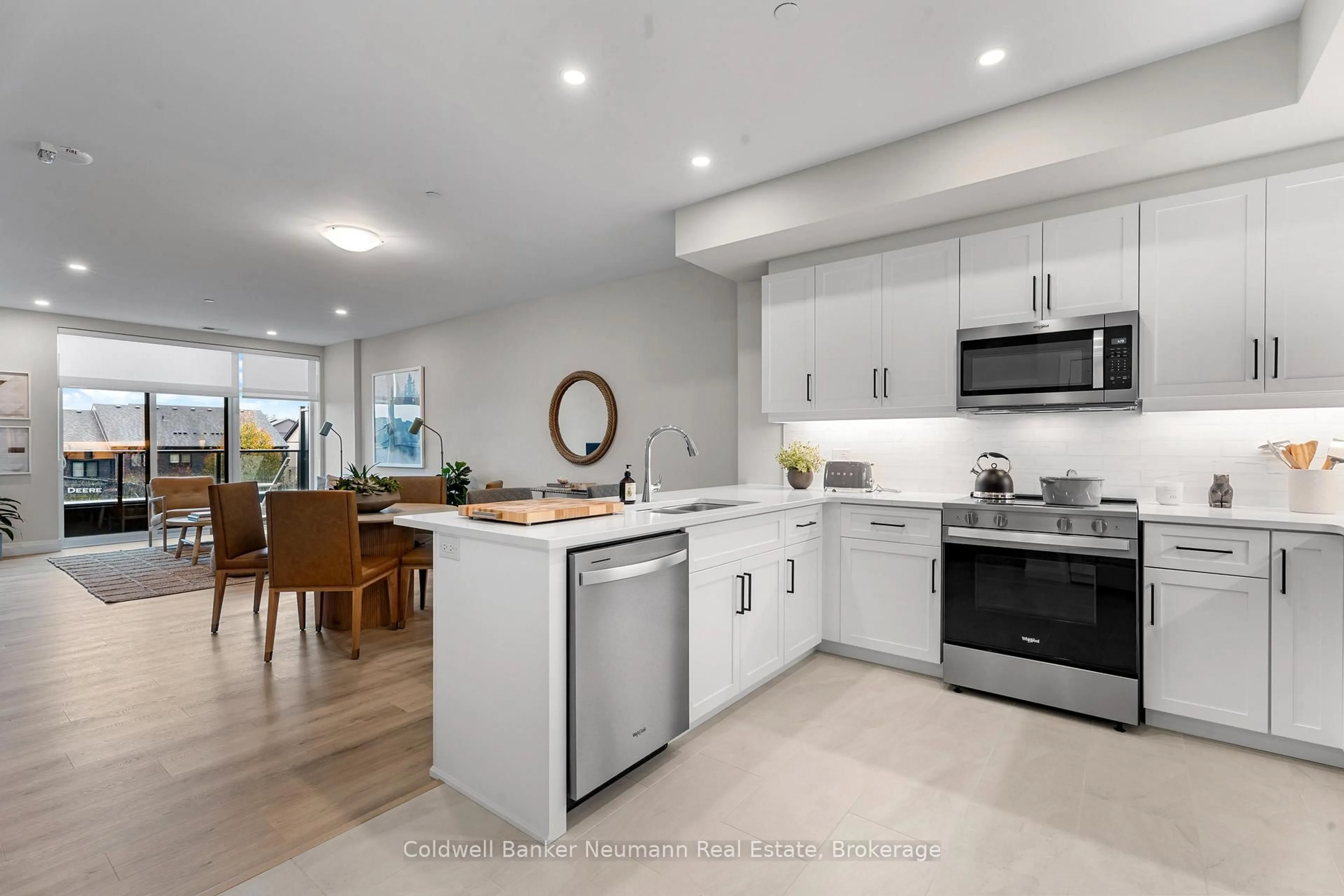 Open concept kitchen, ceramic/tile floor for 1882 Gordon St #211, Guelph Ontario N1L 0P6