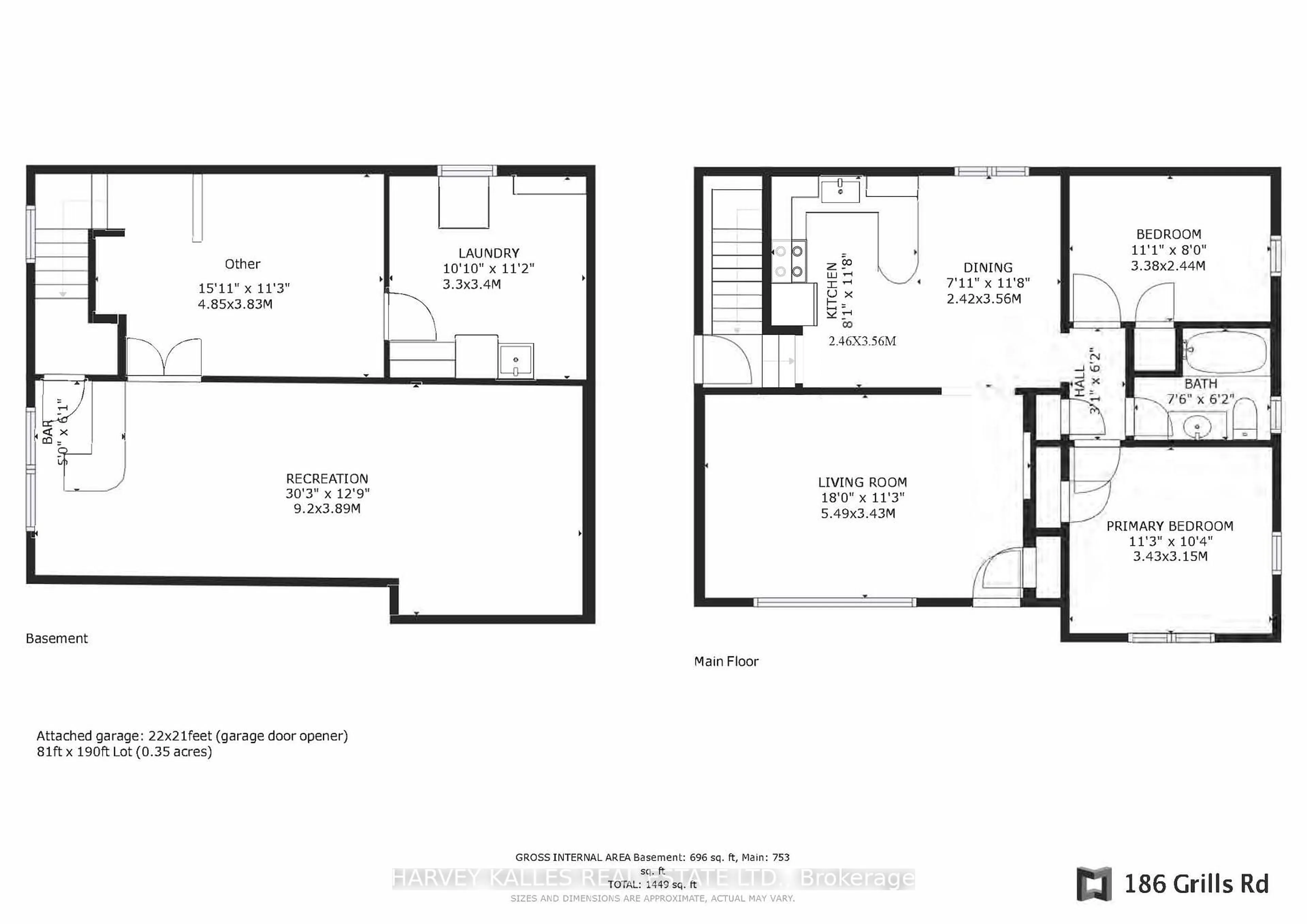 Floor plan for 186 Grills Rd, Belleville Ontario K8N 4Z5