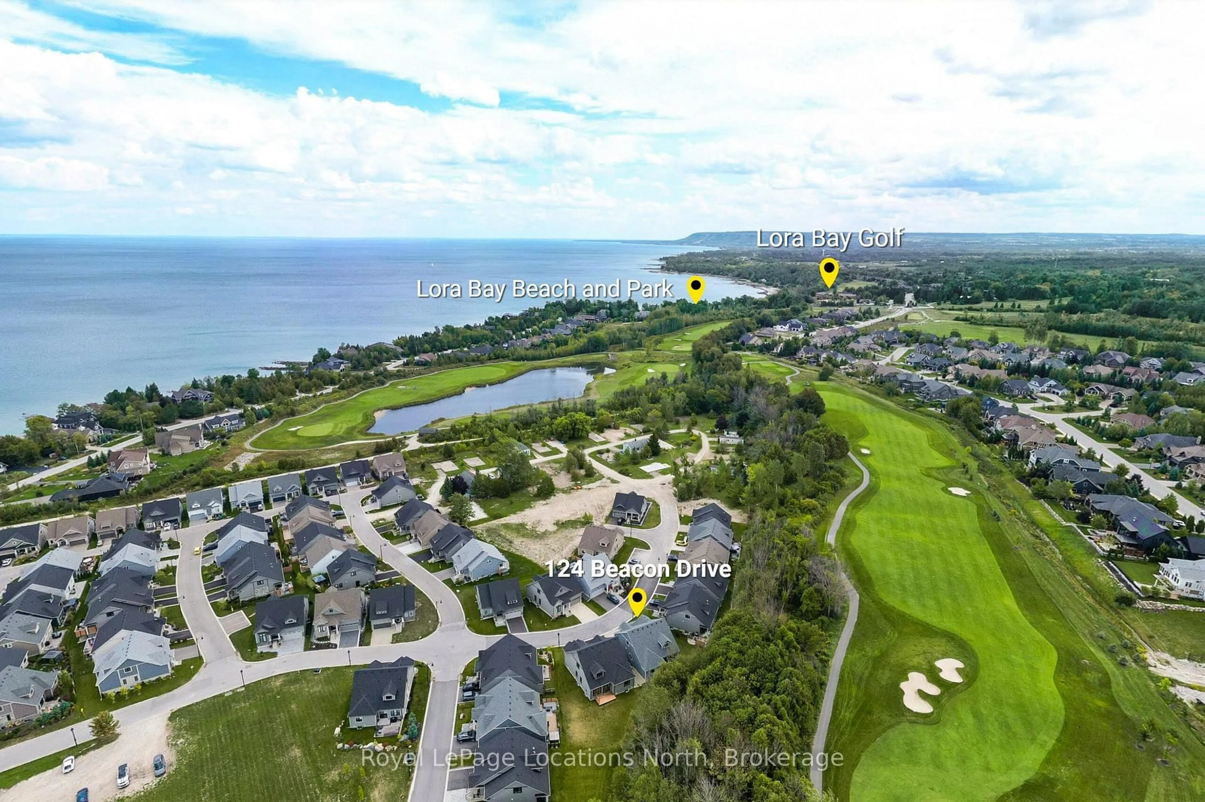 A pic from outside/outdoor area/front of a property/back of a property/a pic from drone, water/lake/river/ocean view for 124 Beacon Dr, Blue Mountains Ontario N0H 2P0