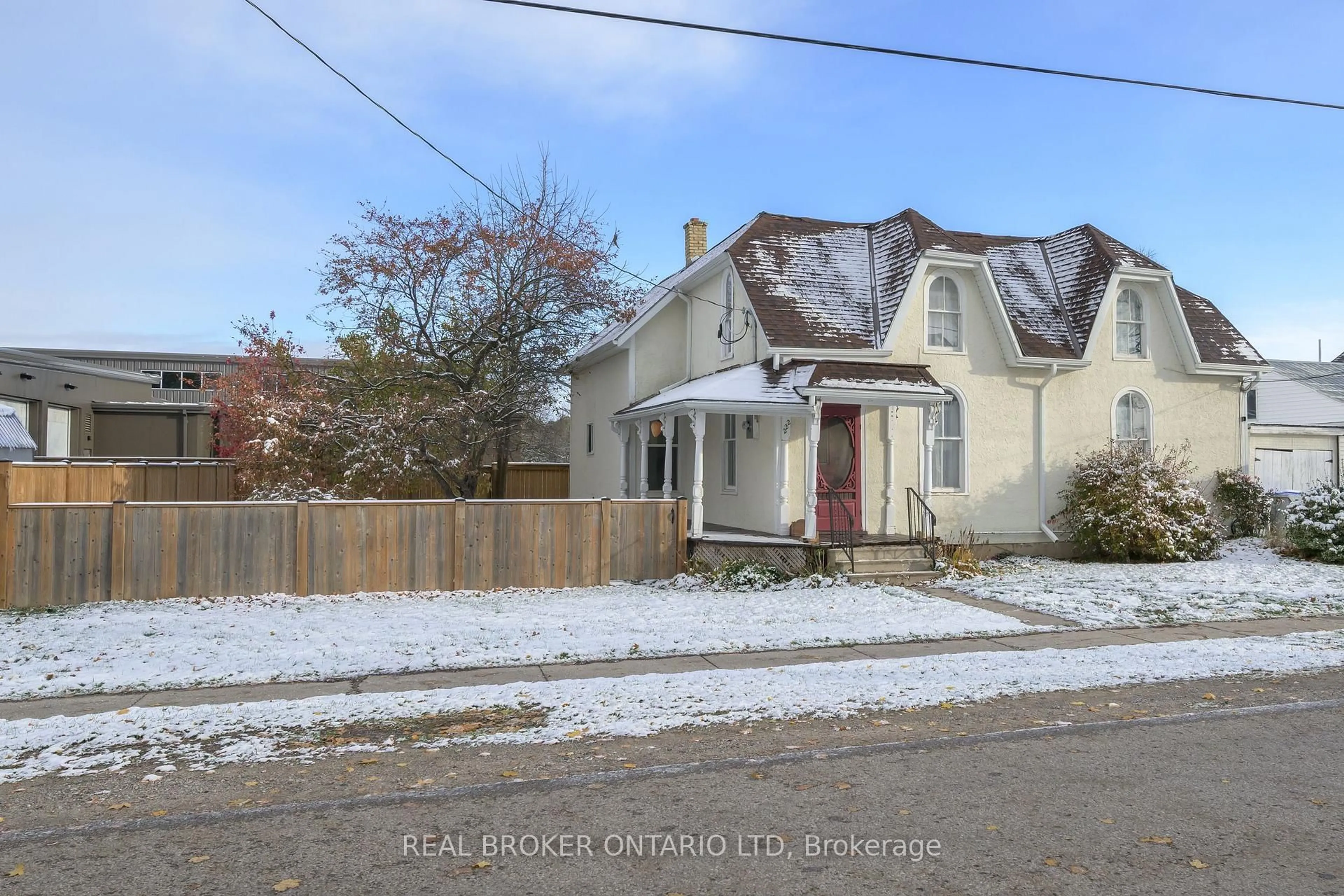 A pic from outside/outdoor area/front of a property/back of a property/a pic from drone, street for 222 Ellen St, North Middlesex Ontario N0M 2K0