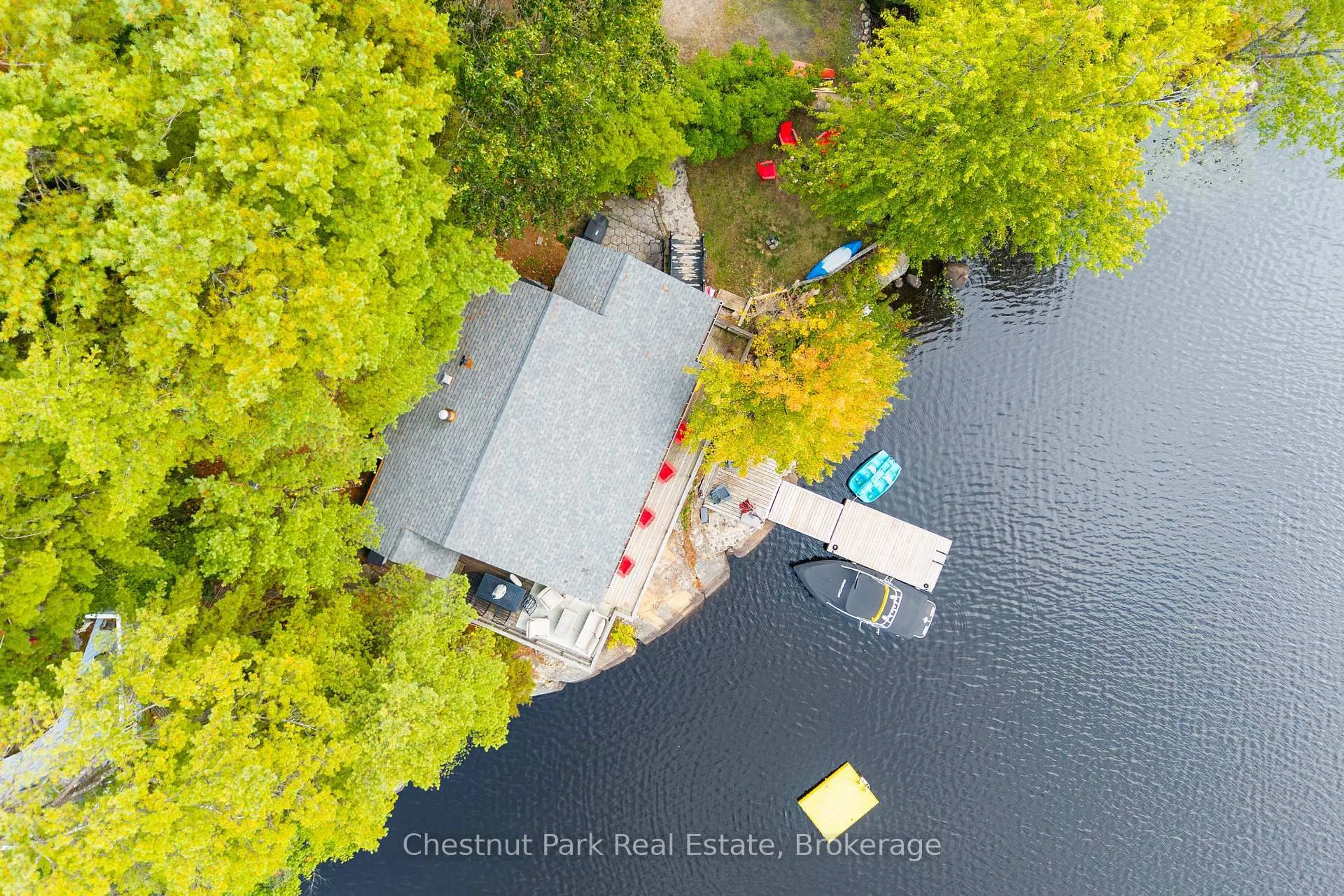 A pic from outside/outdoor area/front of a property/back of a property/a pic from drone, water/lake/river/ocean view for 2856 Muskoka Rd 118w Rd, Muskoka Lakes Ontario P0B 1J0