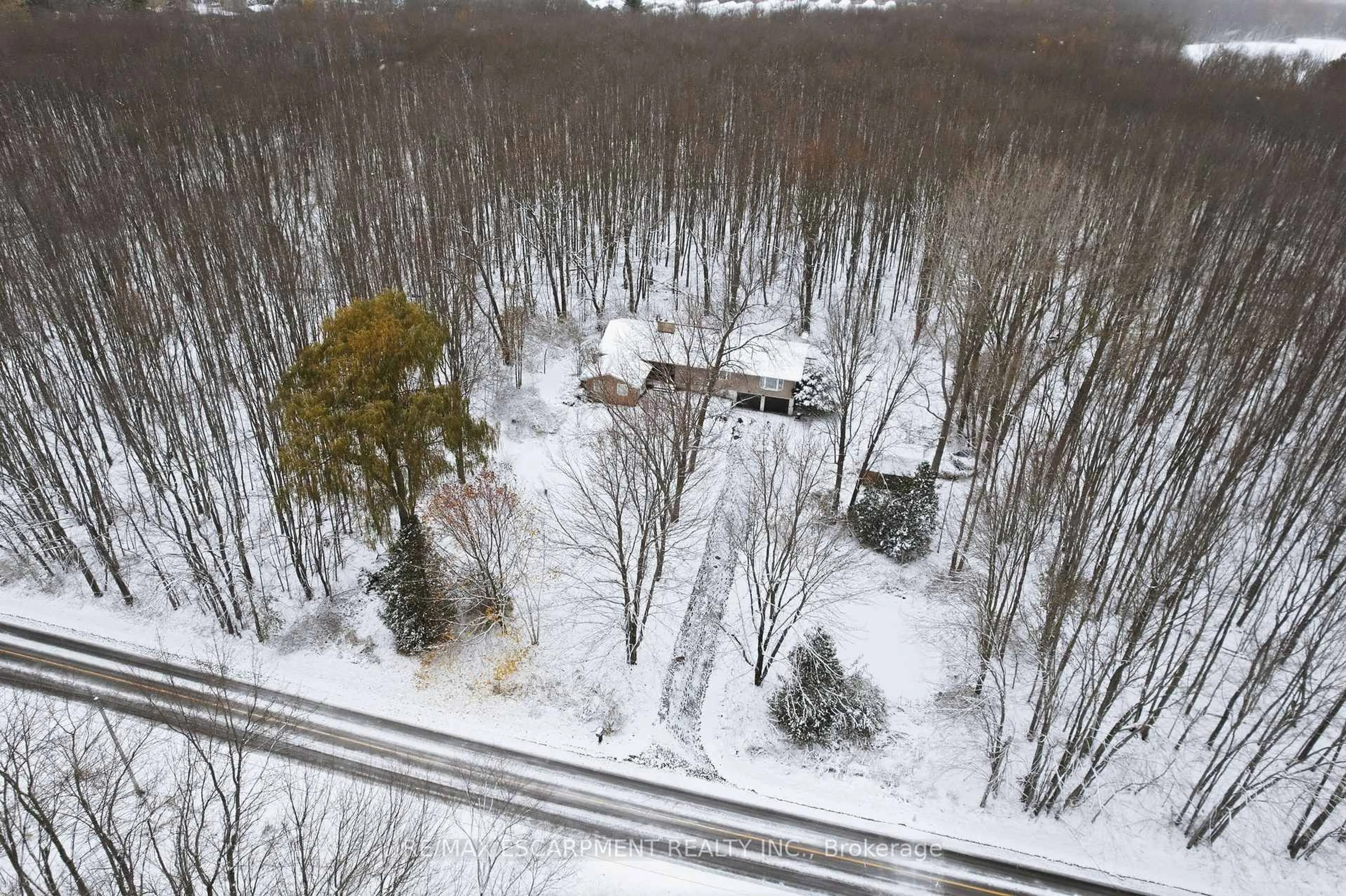 A pic from outside/outdoor area/front of a property/back of a property/a pic from drone, forest/trees view for 563 6th Concession Rd, Hamilton Ontario L8B 1N2
