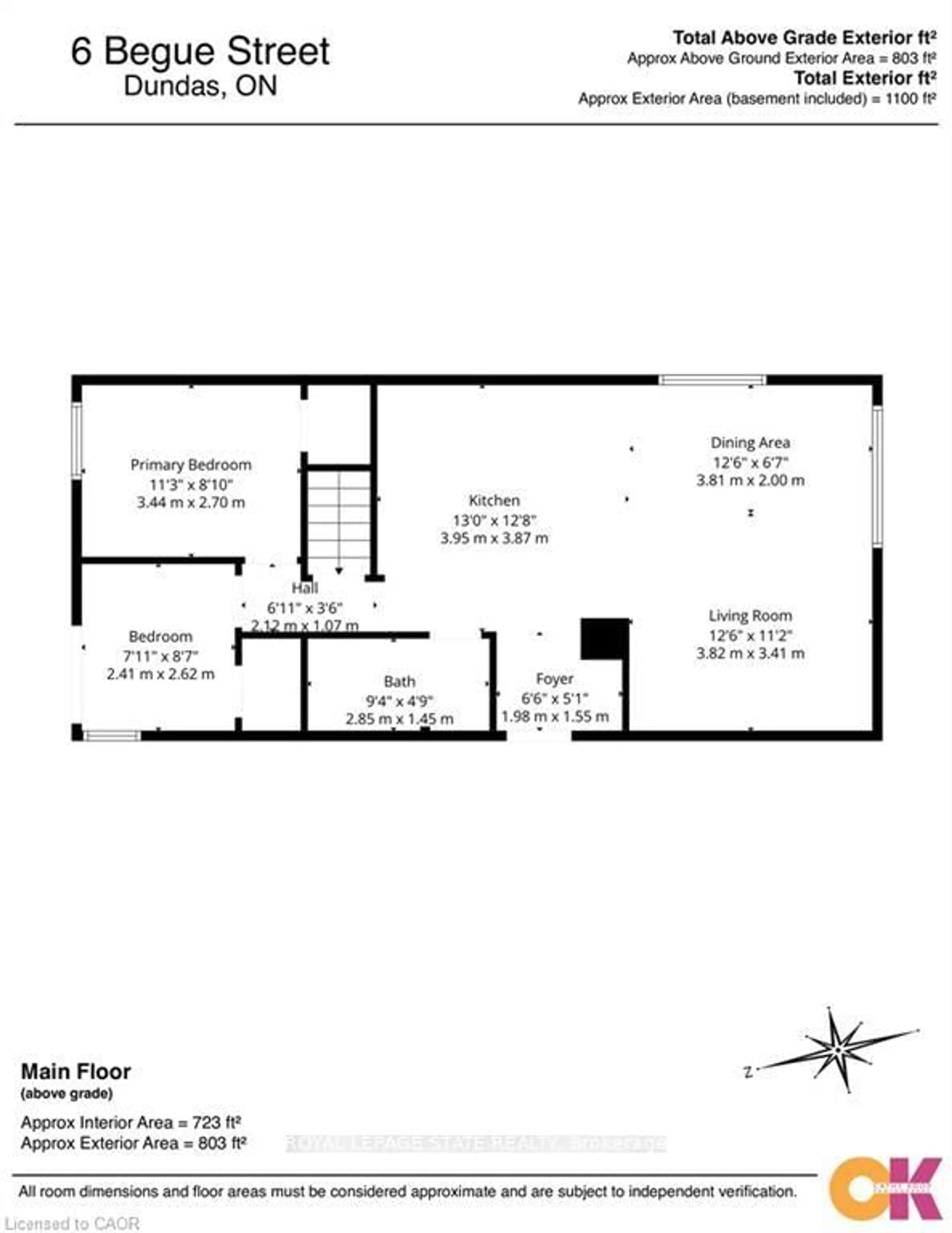Floor plan for 6 Begue St, Hamilton Ontario L9H 2N2