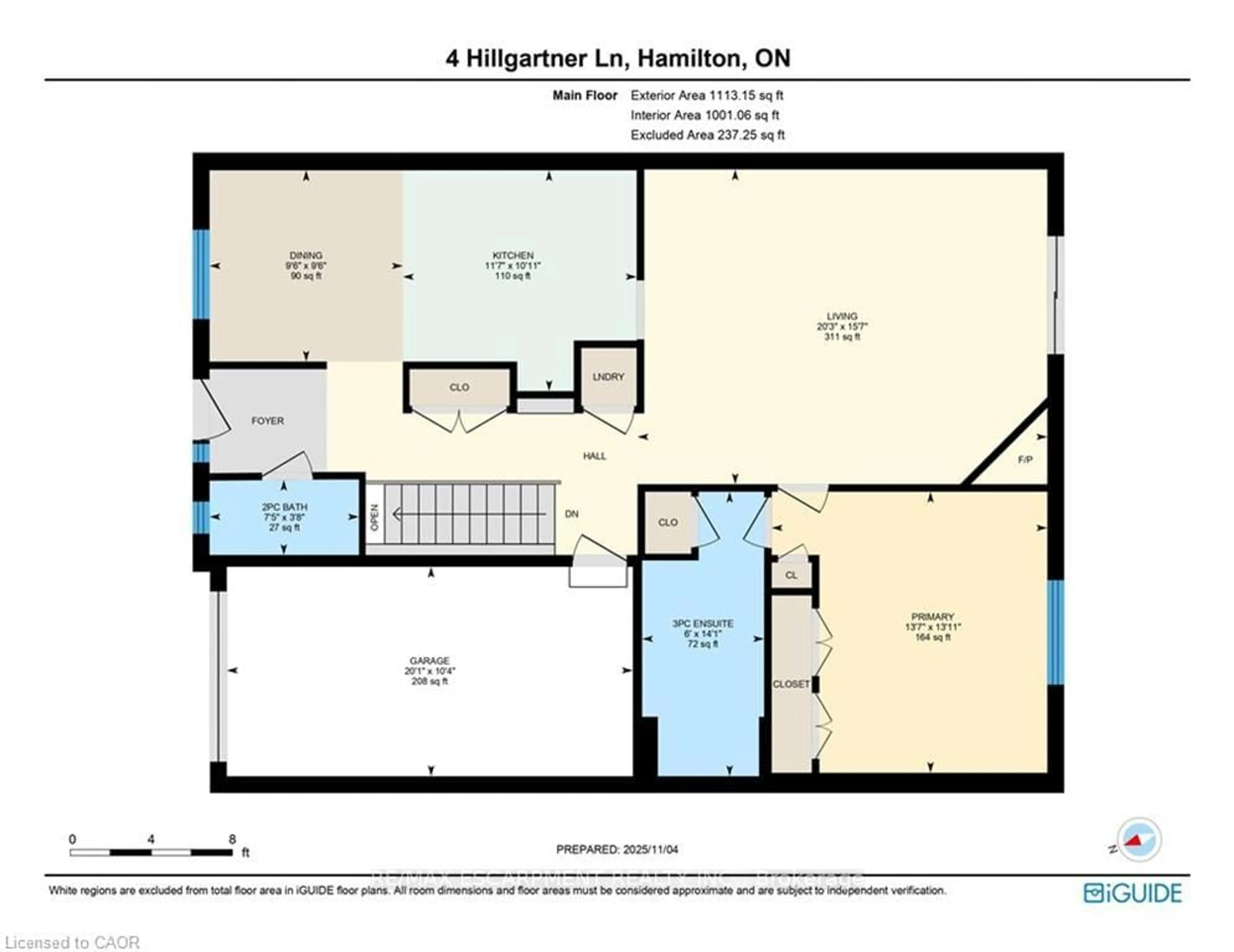 Floor plan for 4 Hillgartner Lane, Hamilton Ontario L0R 1C0