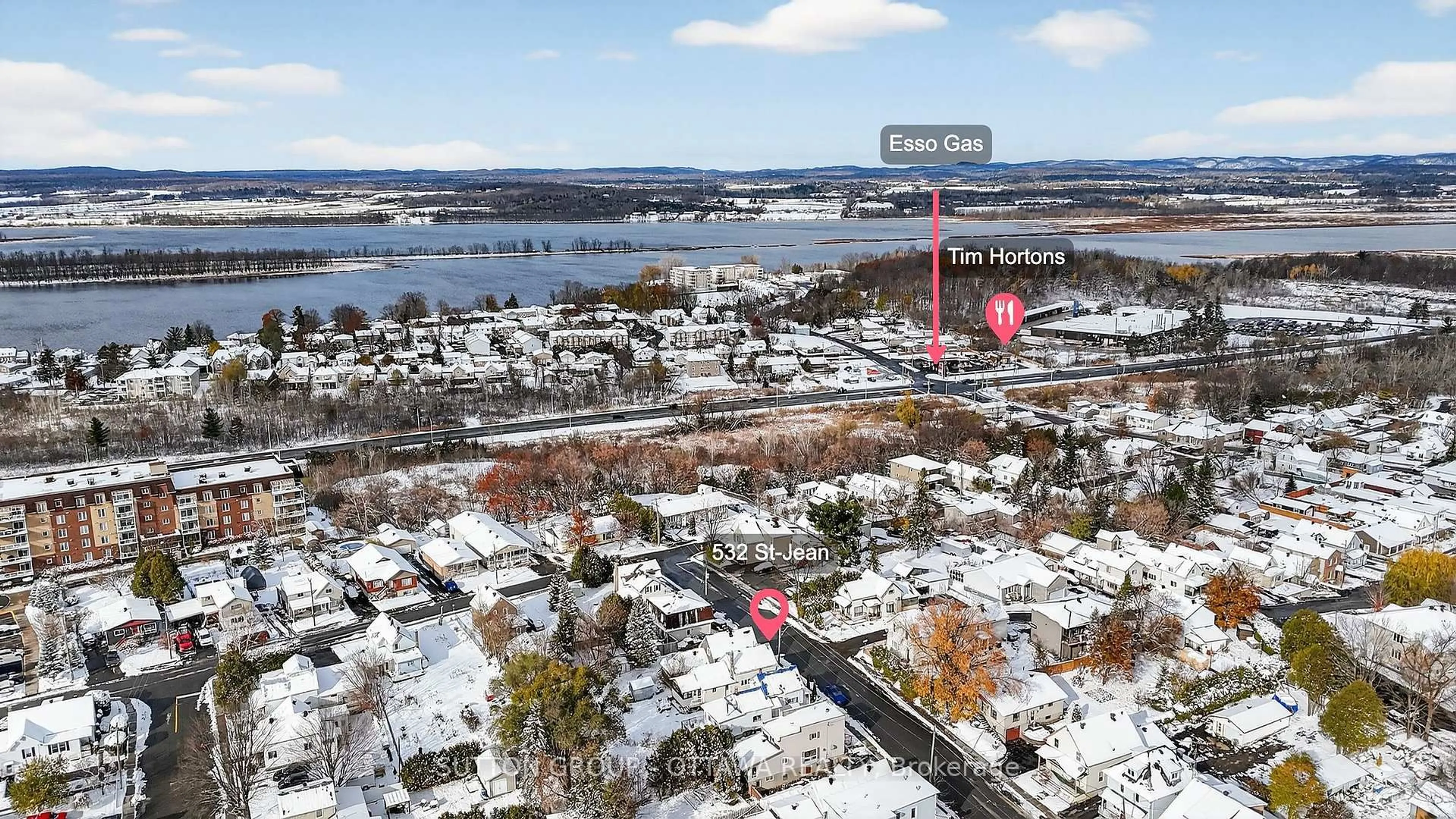 A pic from outside/outdoor area/front of a property/back of a property/a pic from drone, water/lake/river/ocean view for 532 St Jean St, Clarence-Rockland Ontario K4K 1K6