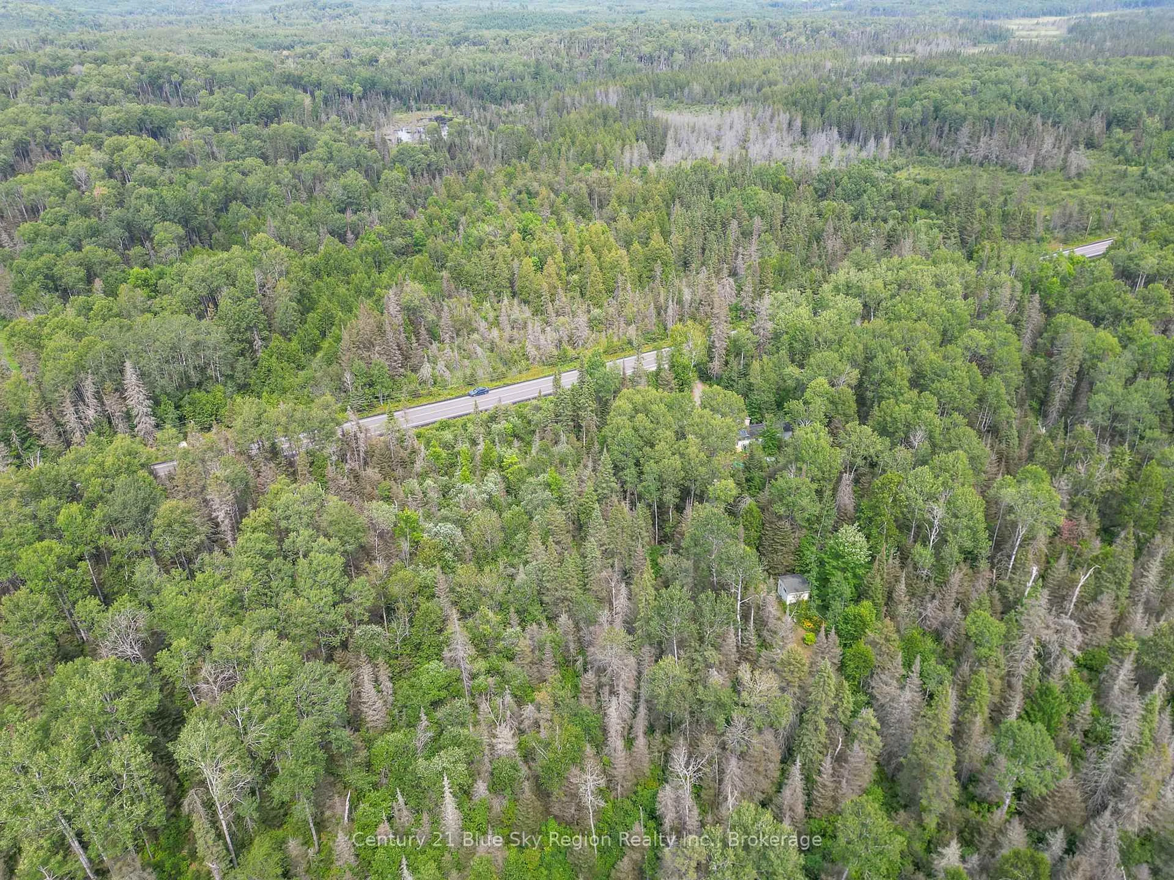 A pic from outside/outdoor area/front of a property/back of a property/a pic from drone, forest/trees view for 2176 Highway 539, West Nipissing Ontario P0H 2C0