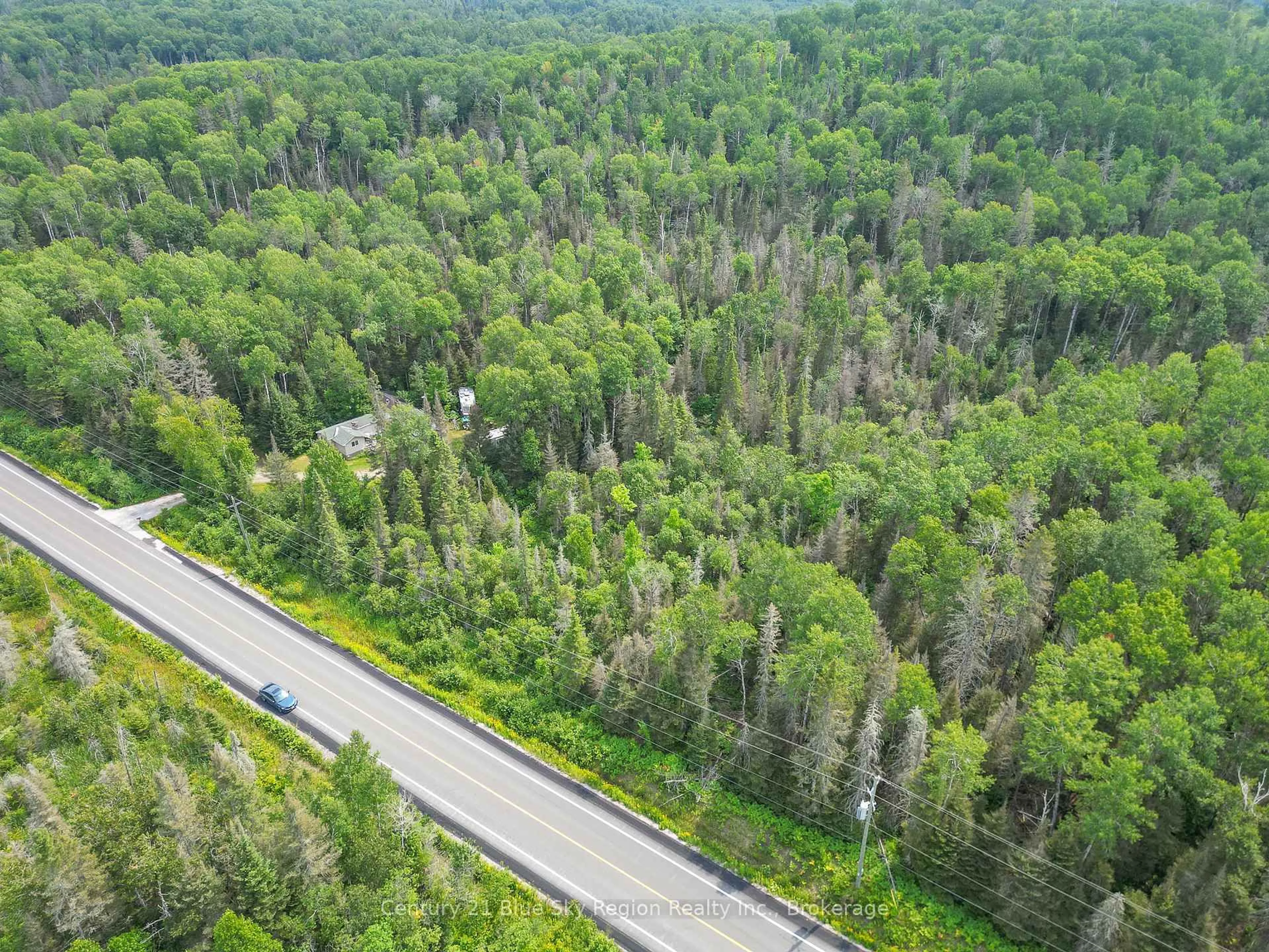A pic from outside/outdoor area/front of a property/back of a property/a pic from drone, forest/trees view for 2176 Highway 539, West Nipissing Ontario P0H 2C0
