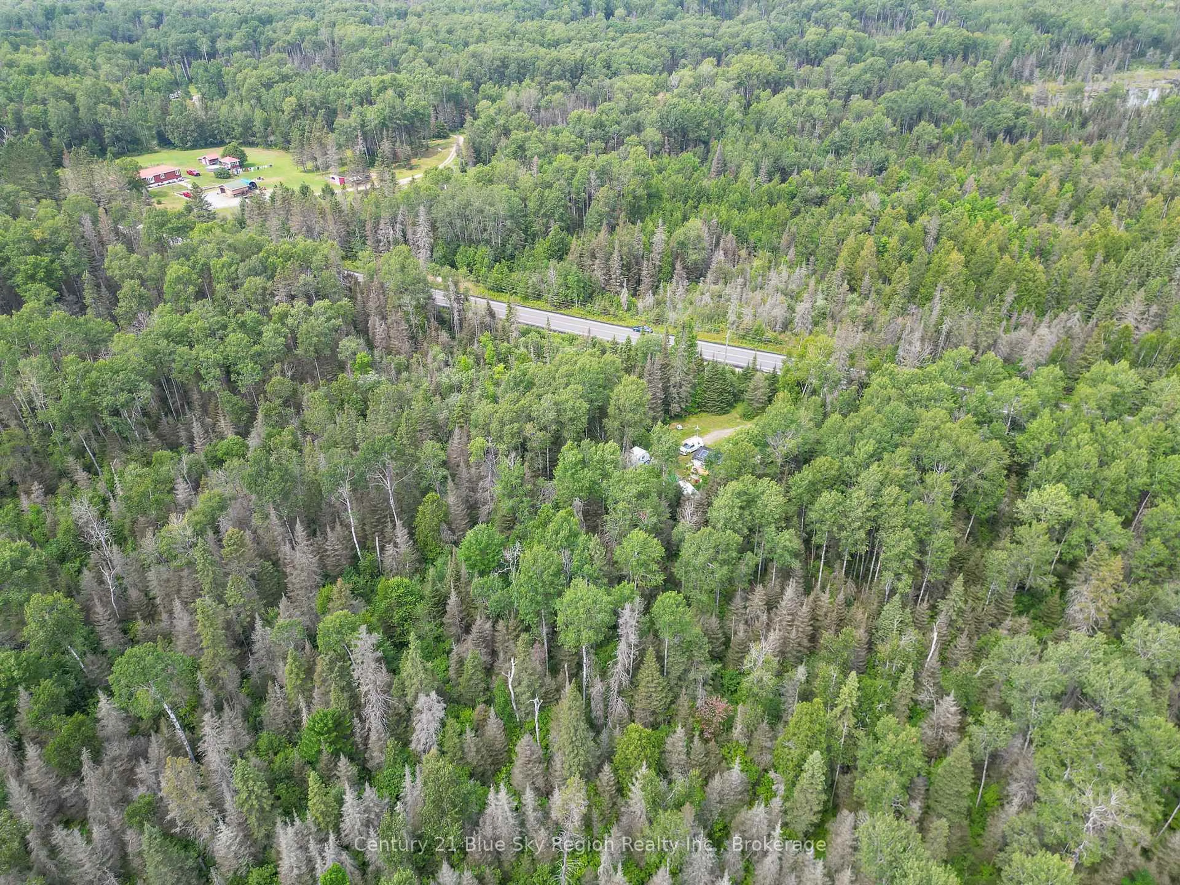 A pic from outside/outdoor area/front of a property/back of a property/a pic from drone, forest/trees view for 2176 Highway 539, West Nipissing Ontario P0H 2C0