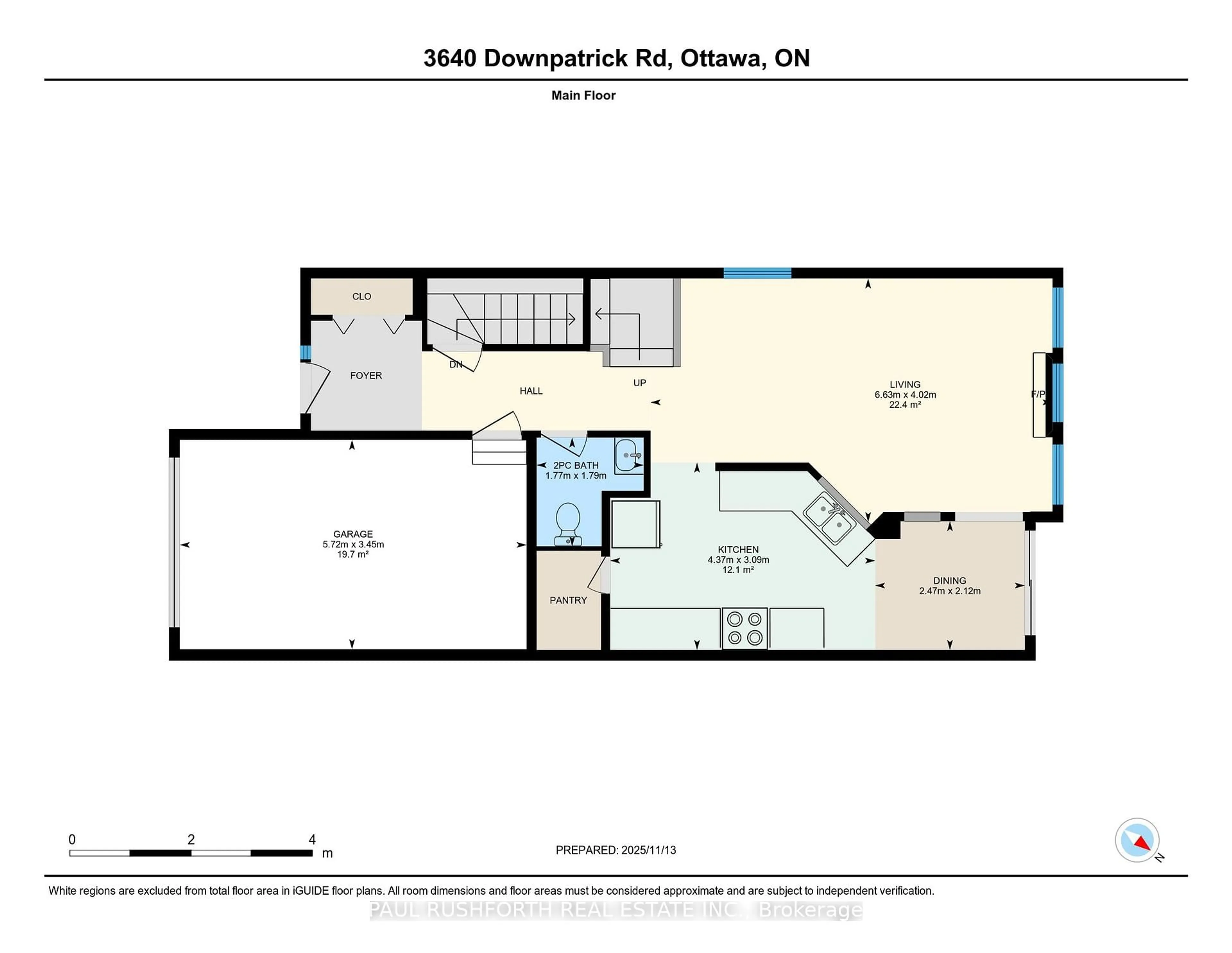Floor plan for 3640 Downpatrick Rd, Ottawa Ontario K1V 8Y9