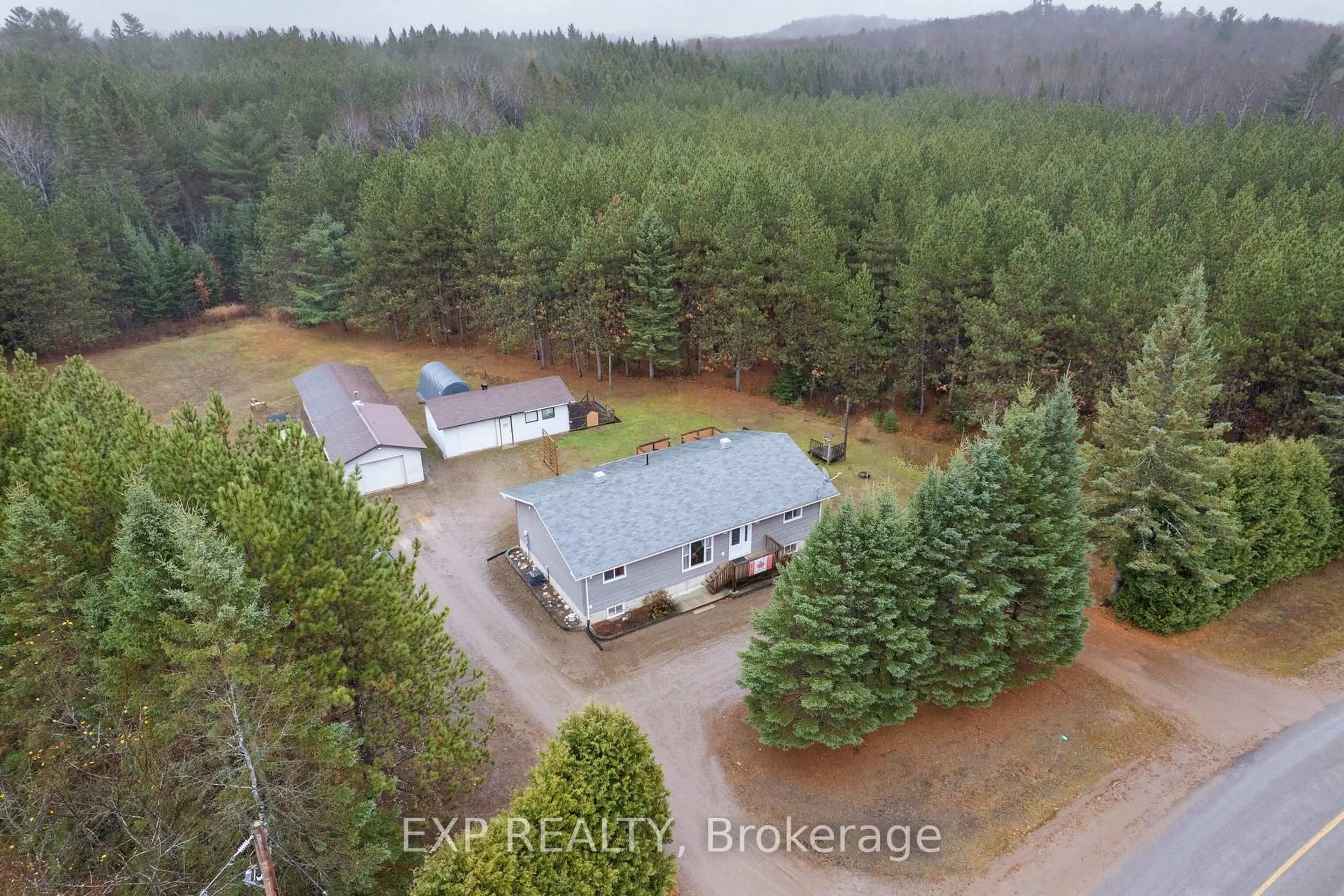 A pic from outside/outdoor area/front of a property/back of a property/a pic from drone, forest/trees view for 716 Cybulski Rd, Barry's Bay Ontario K0J 1B0