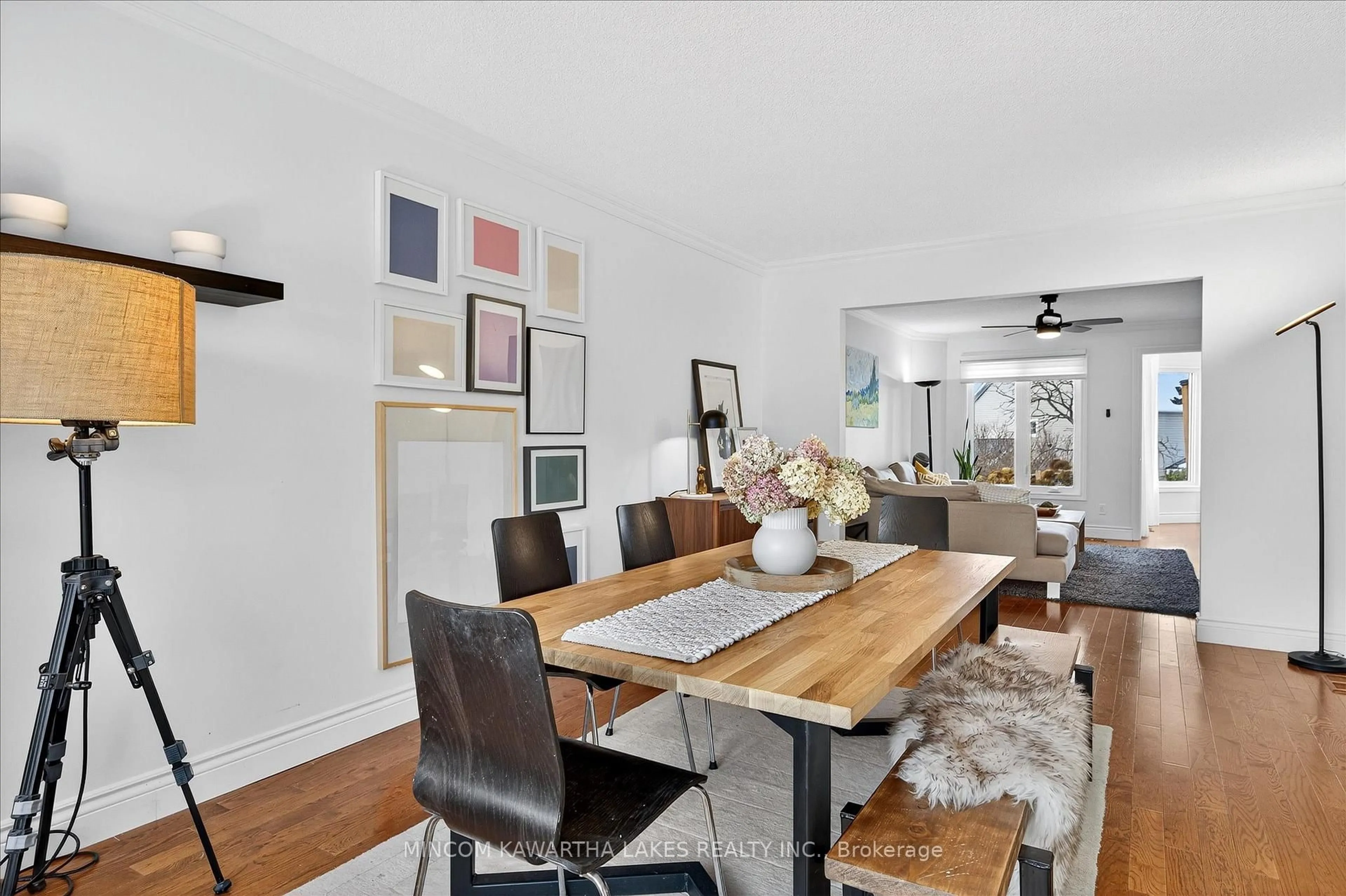 Dining room, wood/laminate floor for 1276 Sandalwood Dr, Peterborough Ontario K9K 1Y2