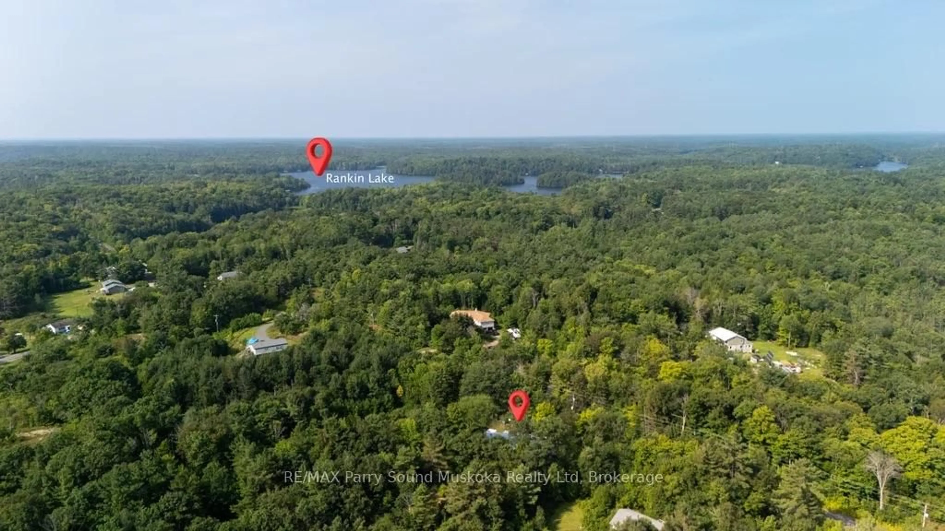 A pic from outside/outdoor area/front of a property/back of a property/a pic from drone, water/lake/river/ocean view for 28 Black Rd, Seguin Ontario P2A 2W8