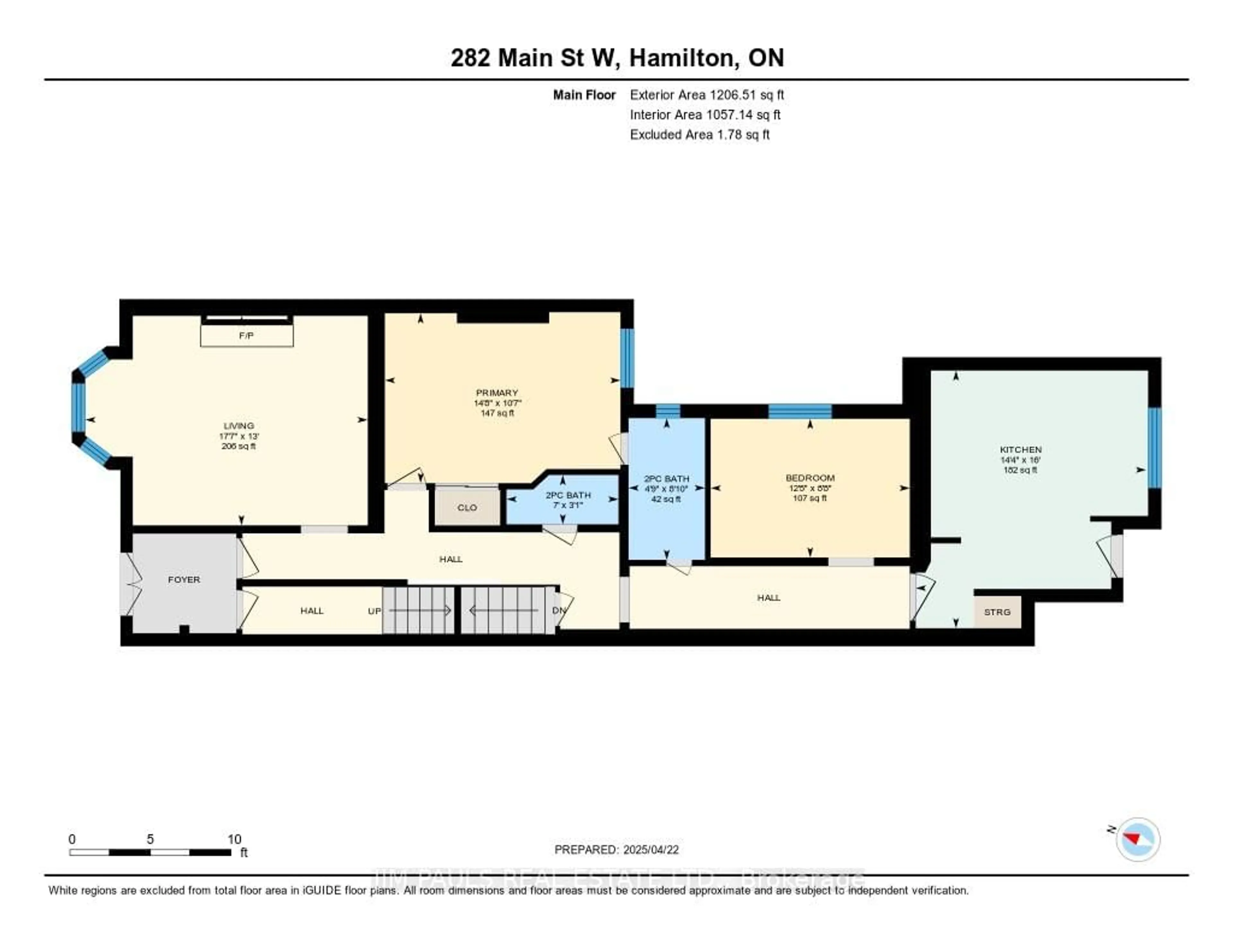 Floor plan for 282 Main St, Hamilton Ontario L8P 1J8