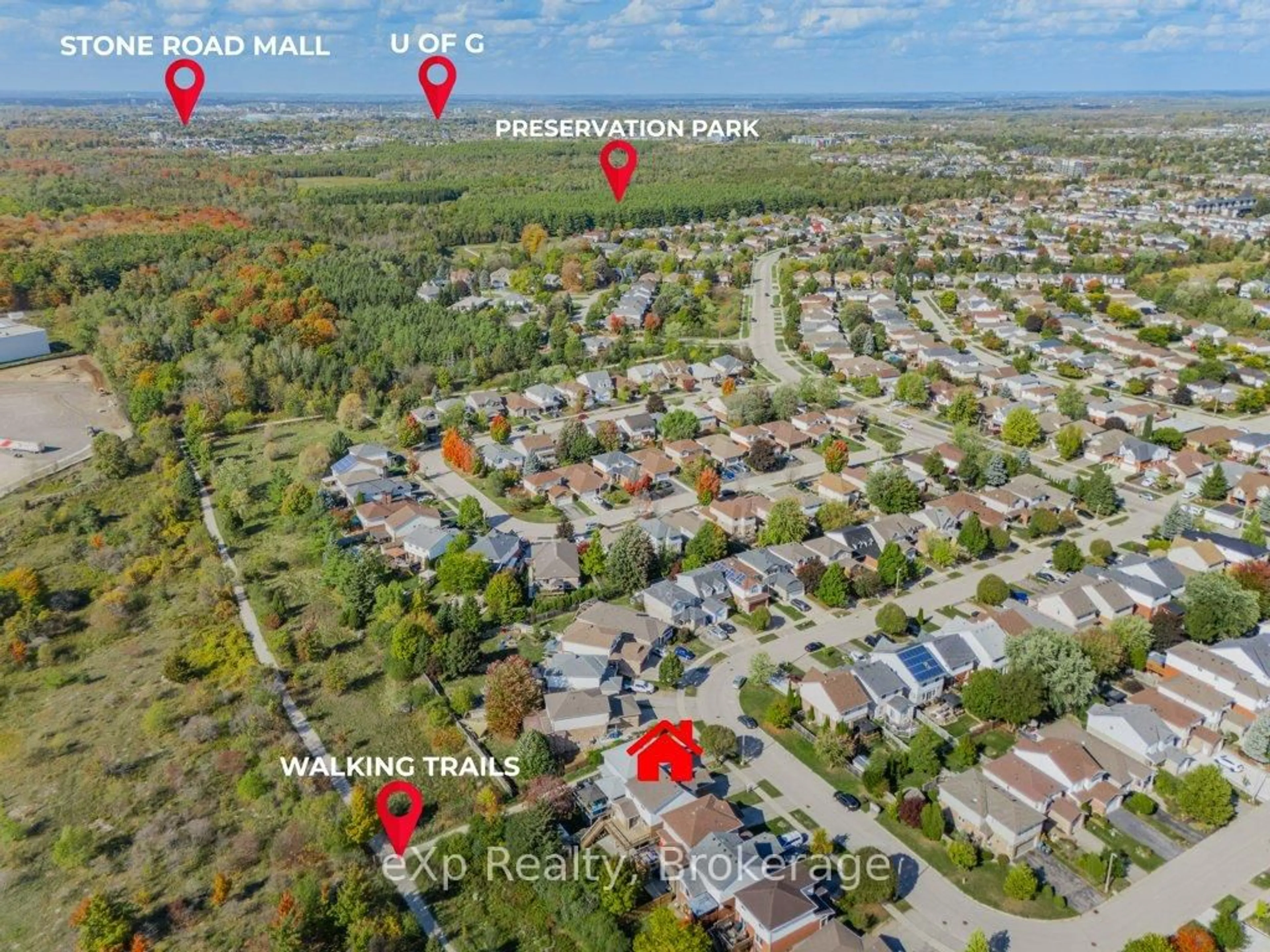 A pic from outside/outdoor area/front of a property/back of a property/a pic from drone, street for 43 Boulder Cres, Guelph Ontario N1G 5A2