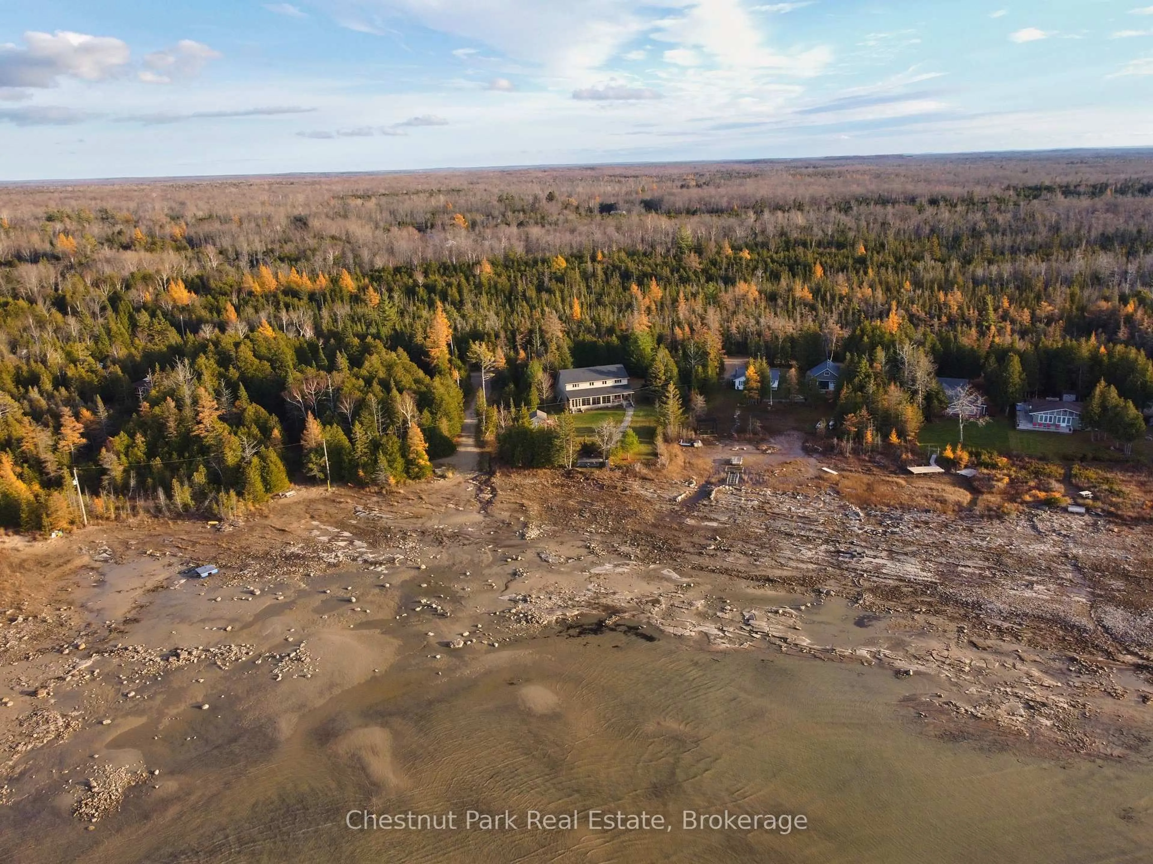 A pic from outside/outdoor area/front of a property/back of a property/a pic from drone, water/lake/river/ocean view for 36 Cedar Dr, South Bruce Peninsula Ontario N0H 1X0