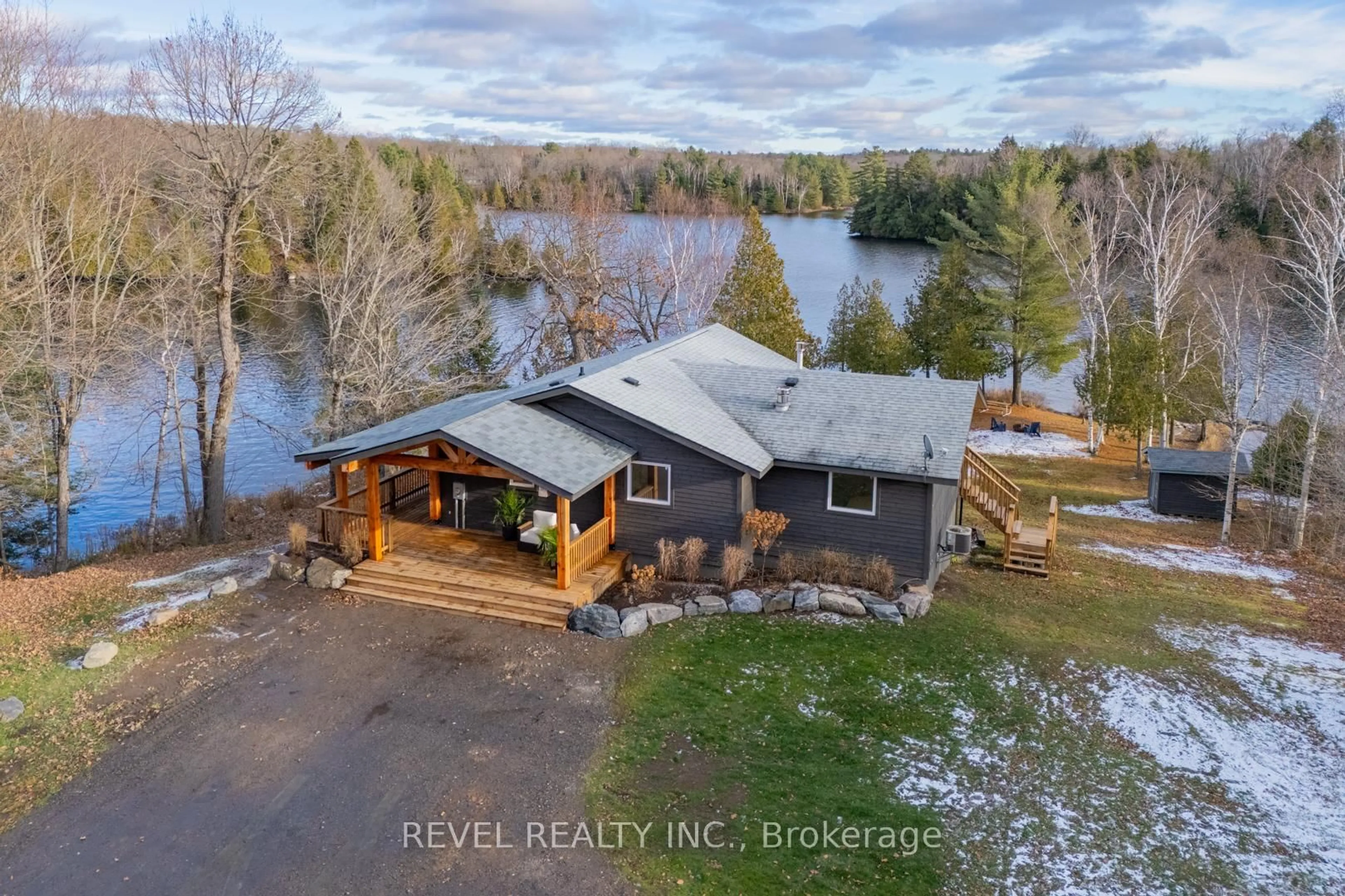 A pic from outside/outdoor area/front of a property/back of a property/a pic from drone, water/lake/river/ocean view for 300 Green Lane, Whitestone Ontario P0A 1G0
