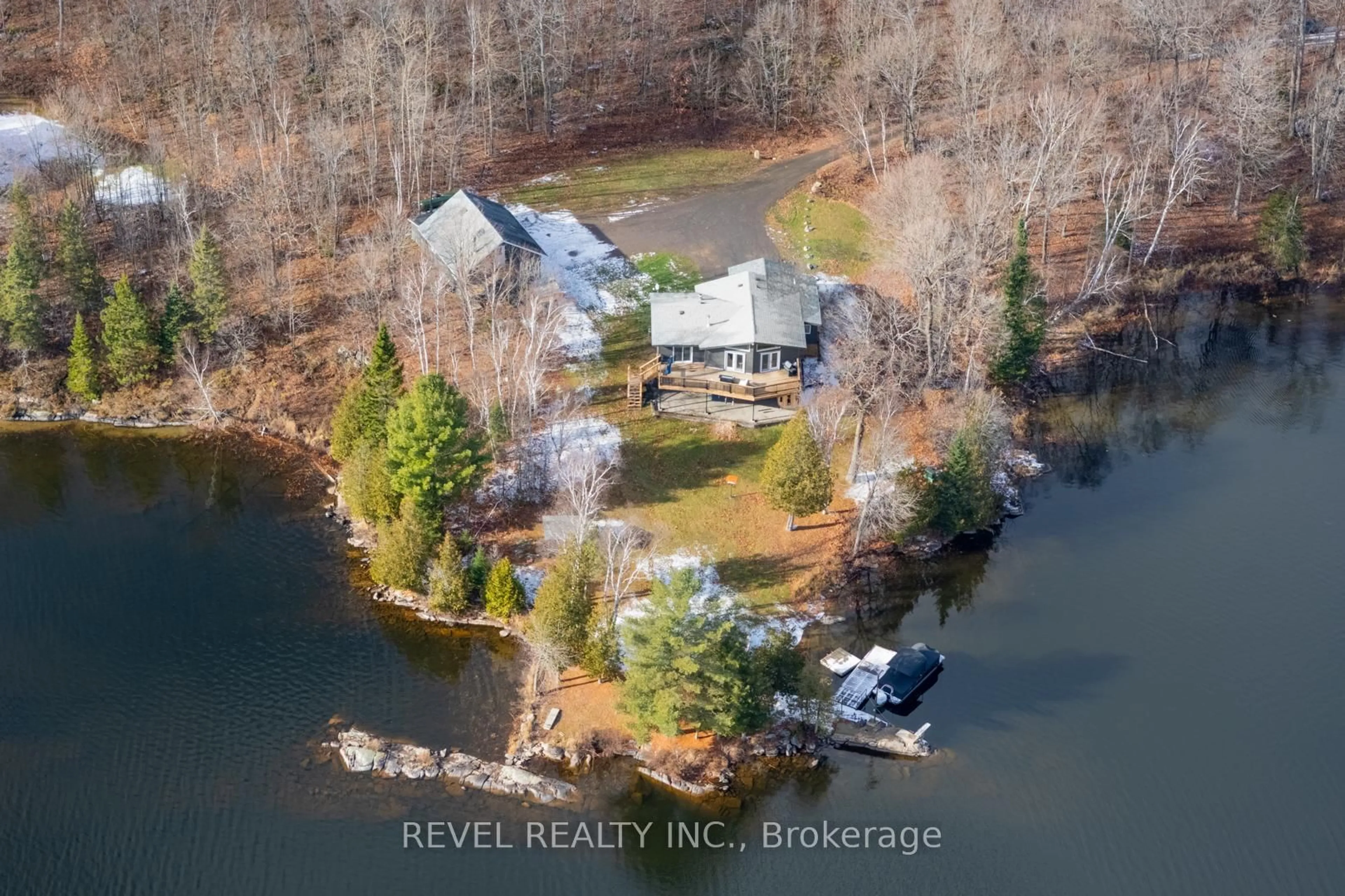A pic from outside/outdoor area/front of a property/back of a property/a pic from drone, water/lake/river/ocean view for 300 Green Lane, Whitestone Ontario P0A 1G0