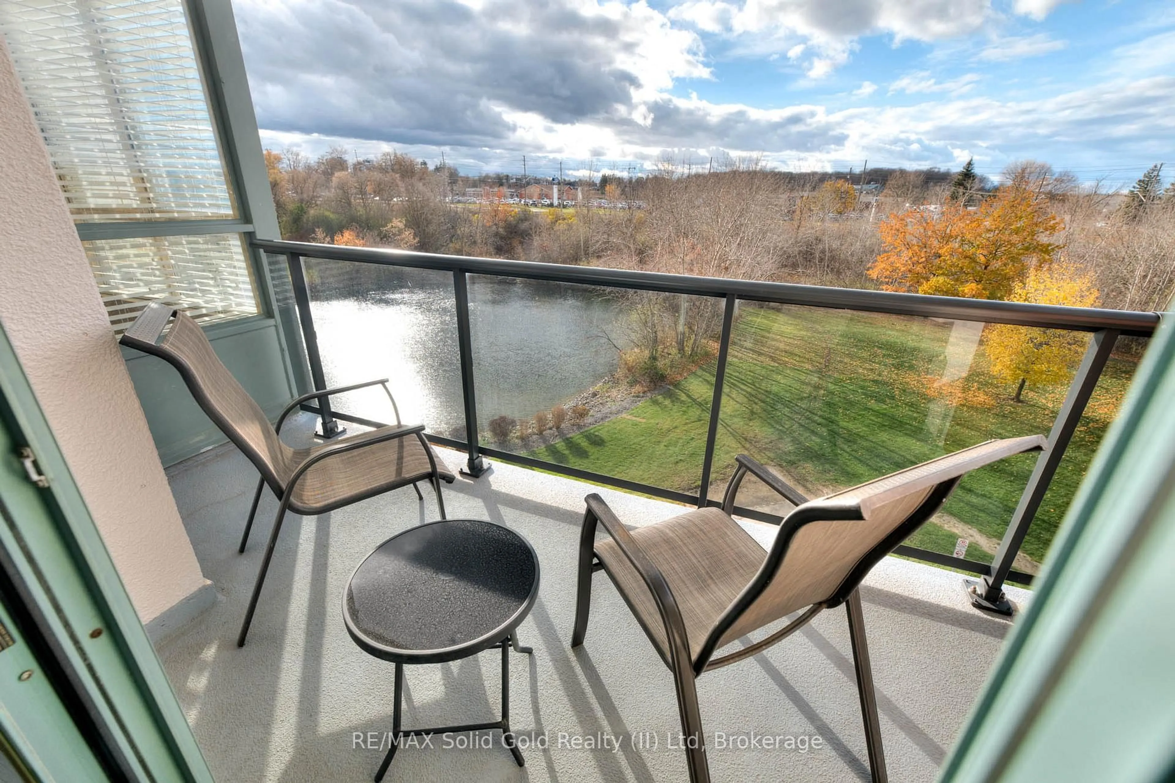 Balcony in the apartment, water/lake/river/ocean view for 30 Blue Springs Dr #413, Waterloo Ontario N2J 4T2
