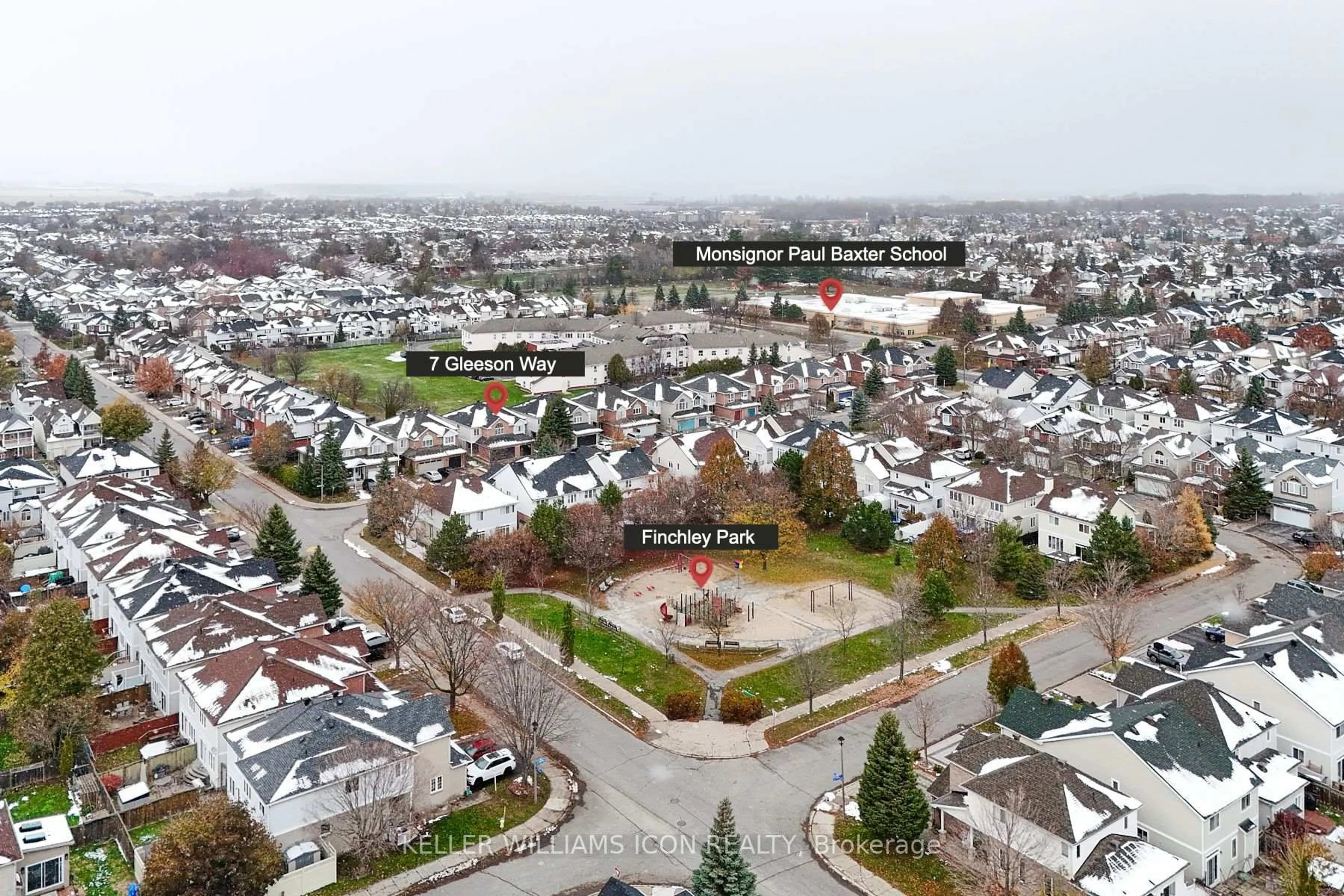 A pic from outside/outdoor area/front of a property/back of a property/a pic from drone, city buildings view from balcony for 7 Gleeson Way, Ottawa Ontario K2J 5A2