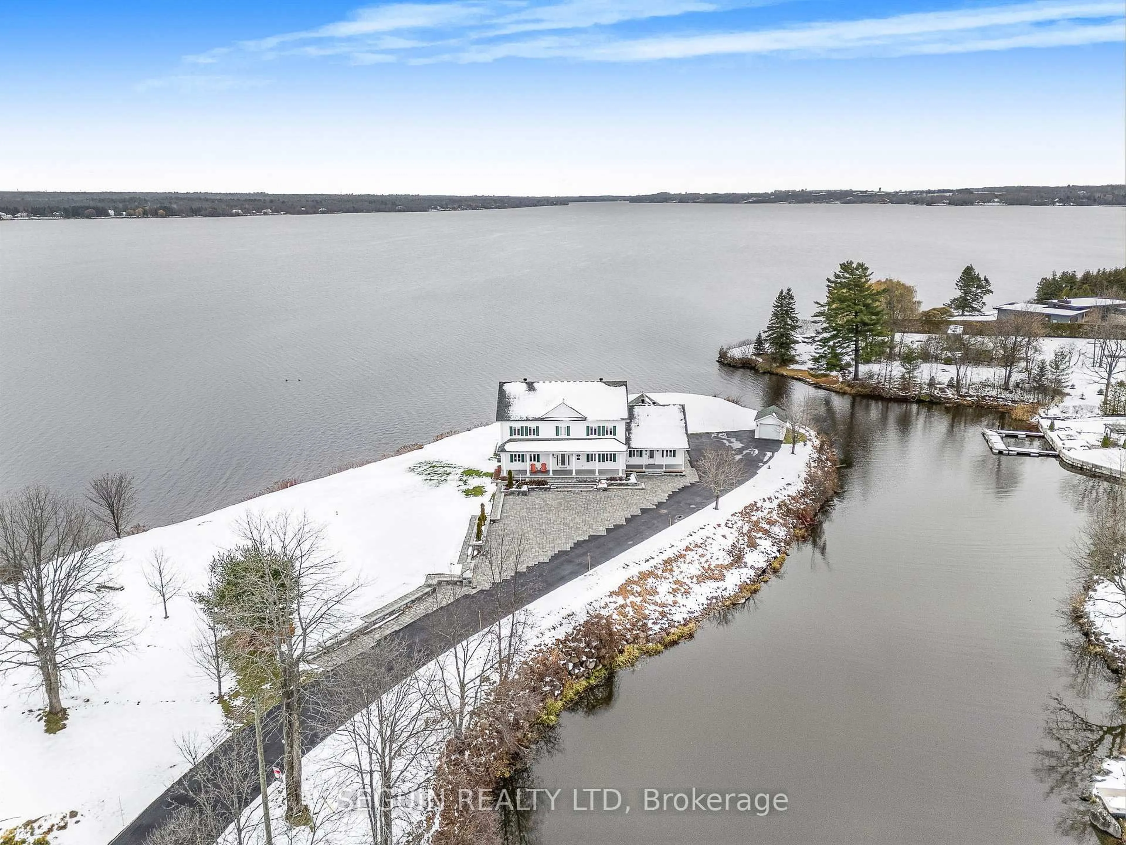 A pic from outside/outdoor area/front of a property/back of a property/a pic from drone, water/lake/river/ocean view for 3519 Front Rd, East Hawkesbury Ontario K6A 2R2