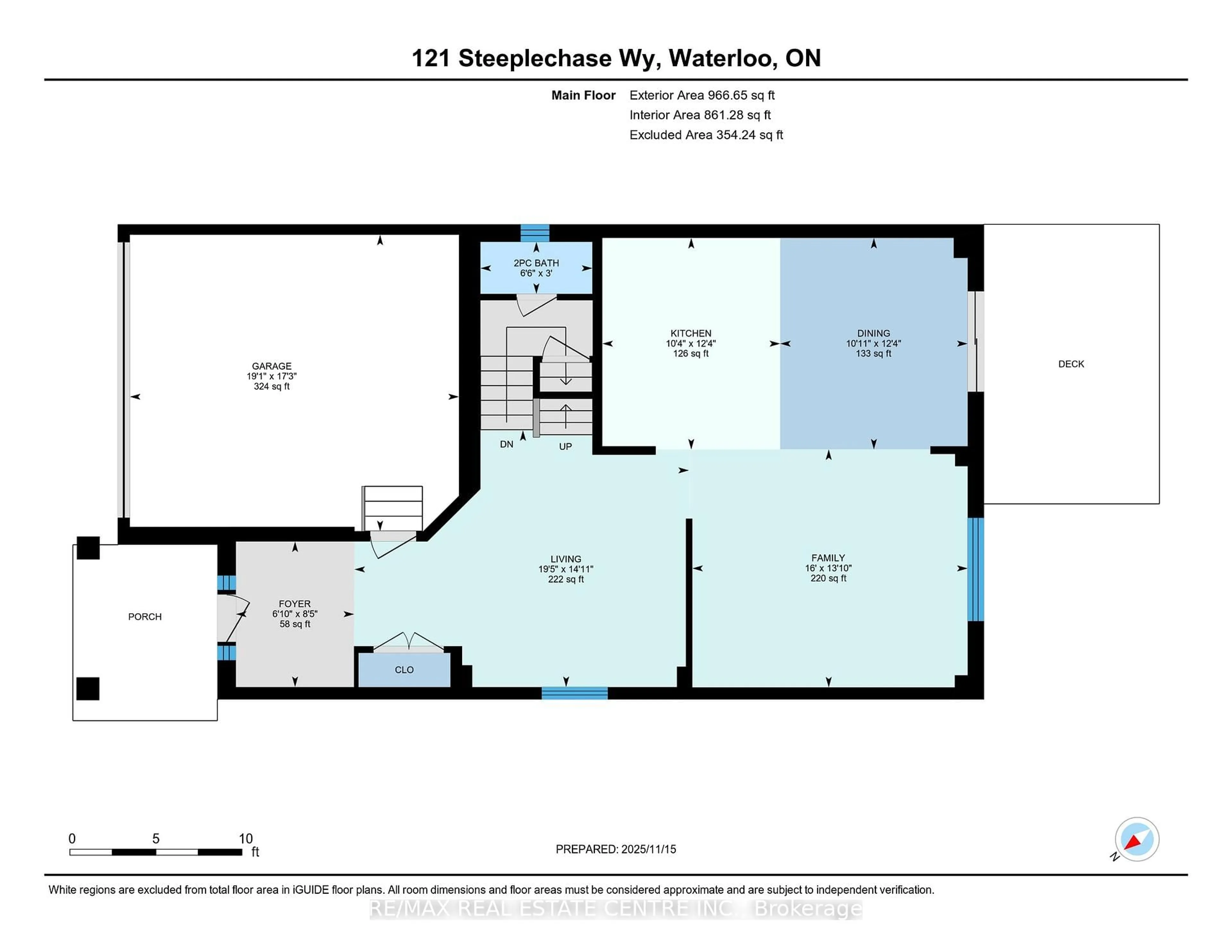 Floor plan for 121 Steeplechase Way, Waterloo Ontario N2K 0E7