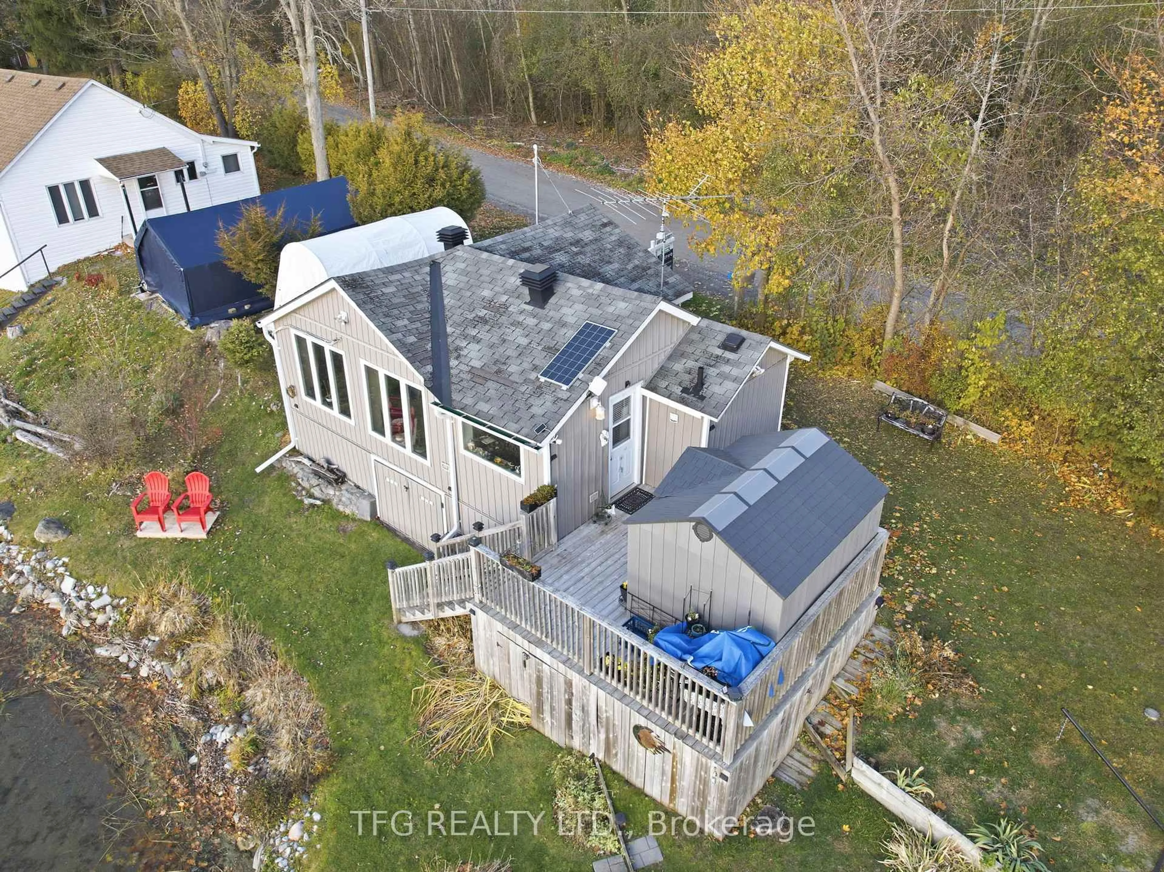 A pic from outside/outdoor area/front of a property/back of a property/a pic from drone, water/lake/river/ocean view for 4 Bradley Bay Rd, Trent Hills Ontario K0L 1L0
